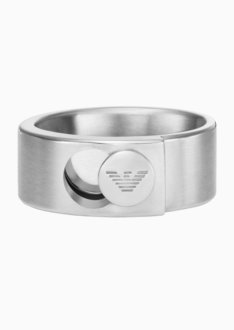 Emporio Armani 男士钢质粗款圆环拉丝素色简约时尚戒指