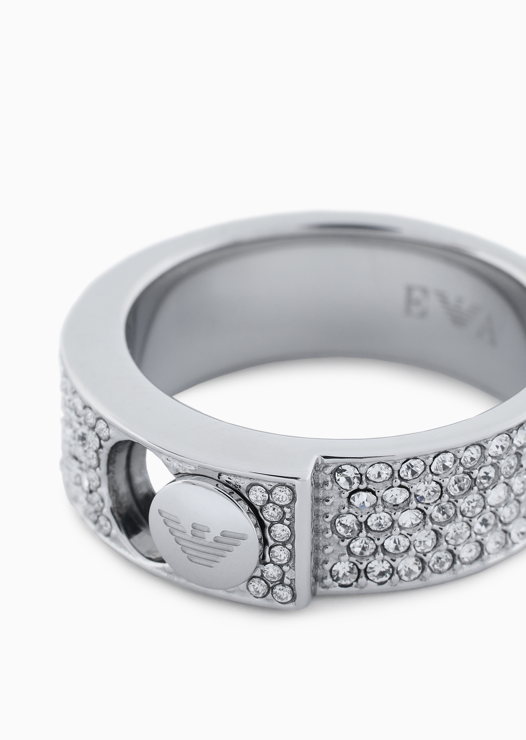 Emporio Armani 女士钢质粗款密镶圆环抛光时尚戒指