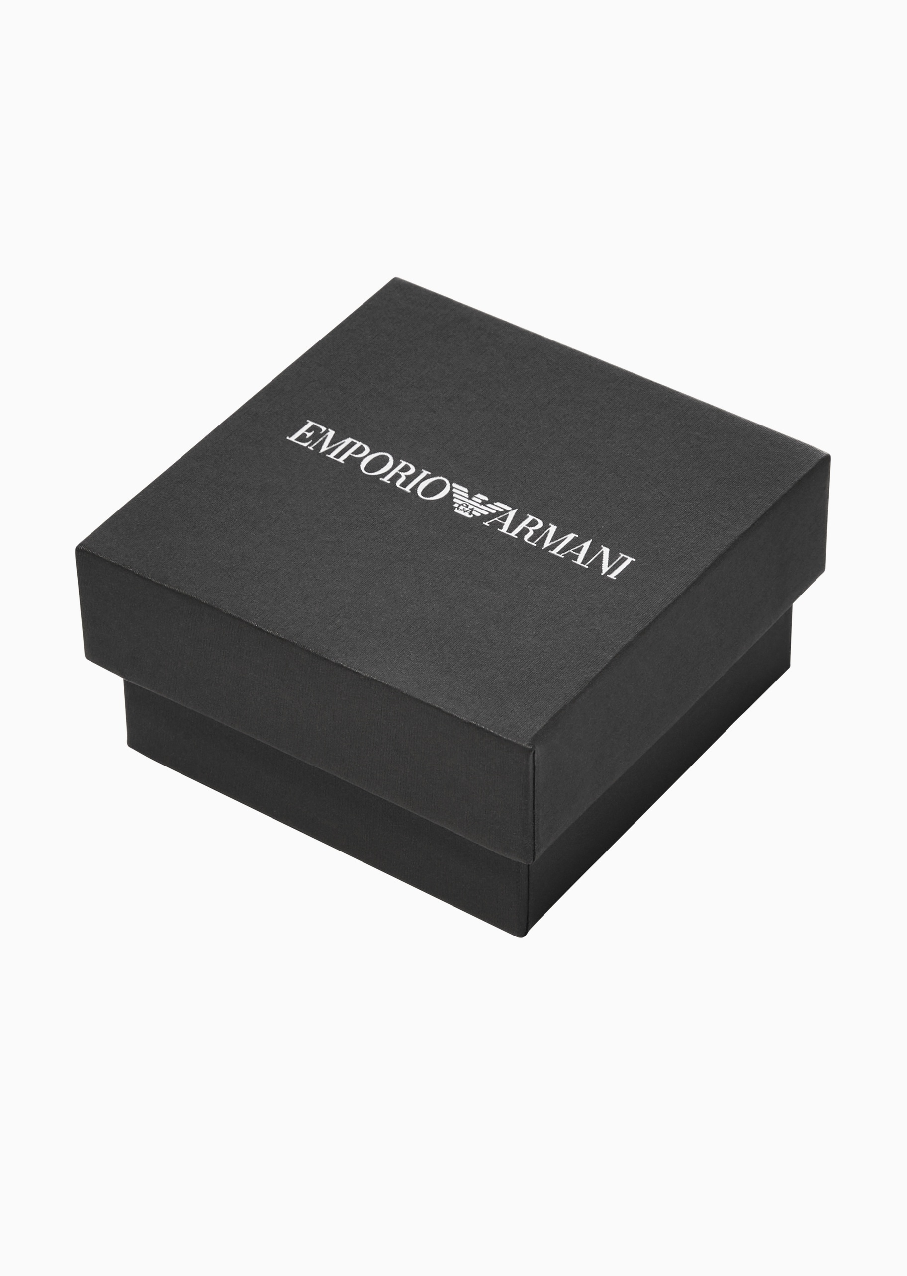 Emporio Armani 男士两只装钢质梯形镌刻鹰标素色正装袖扣