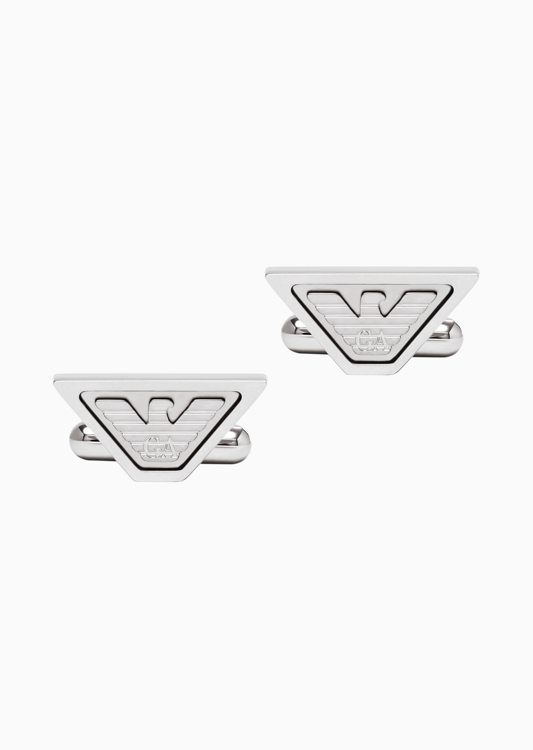Emporio Armani 男士两只装钢质梯形镌刻鹰标素色正装袖扣