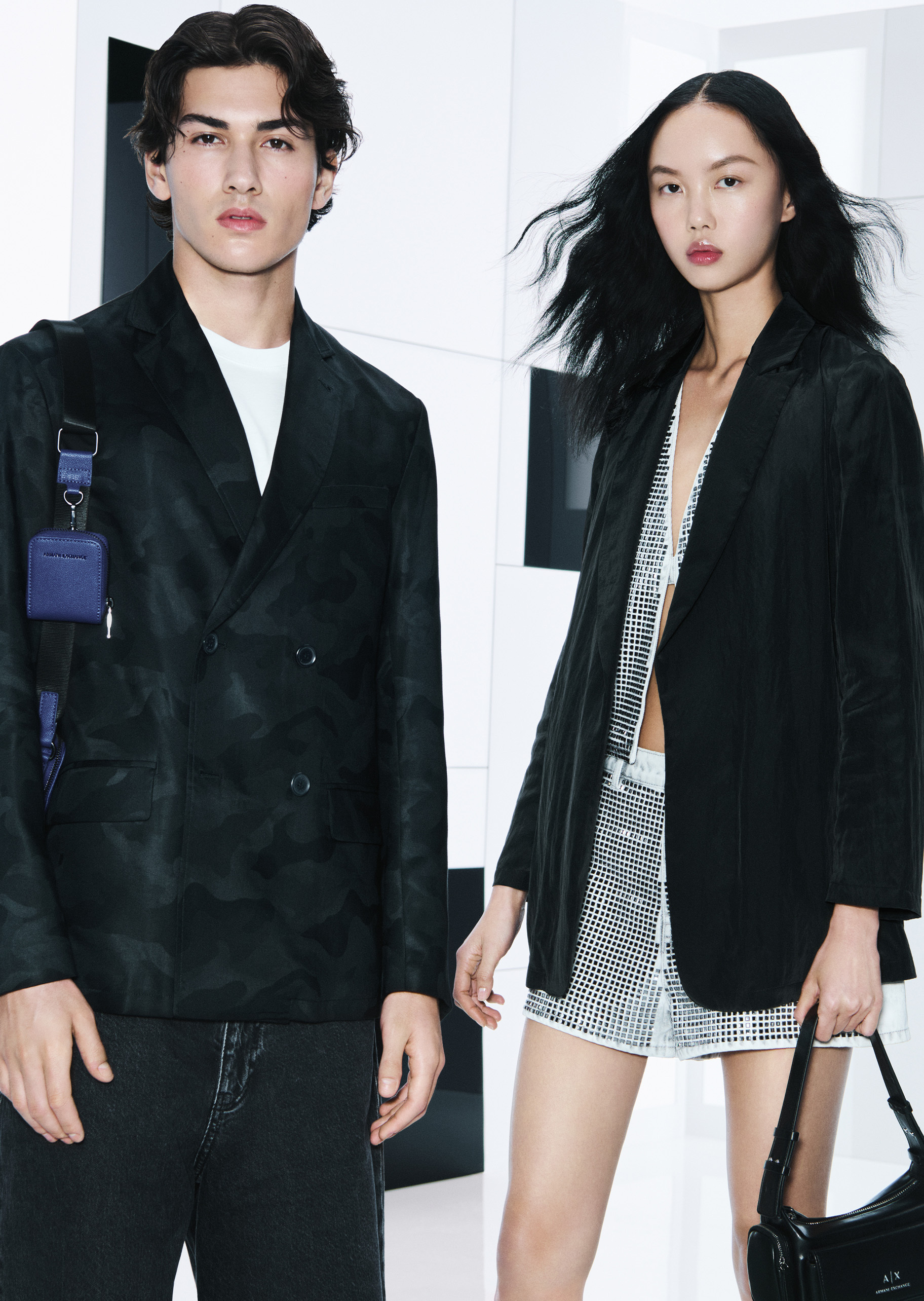 ARMANI EXCHANGE 男士全棉宽松中腰水洗休闲牛仔短裤