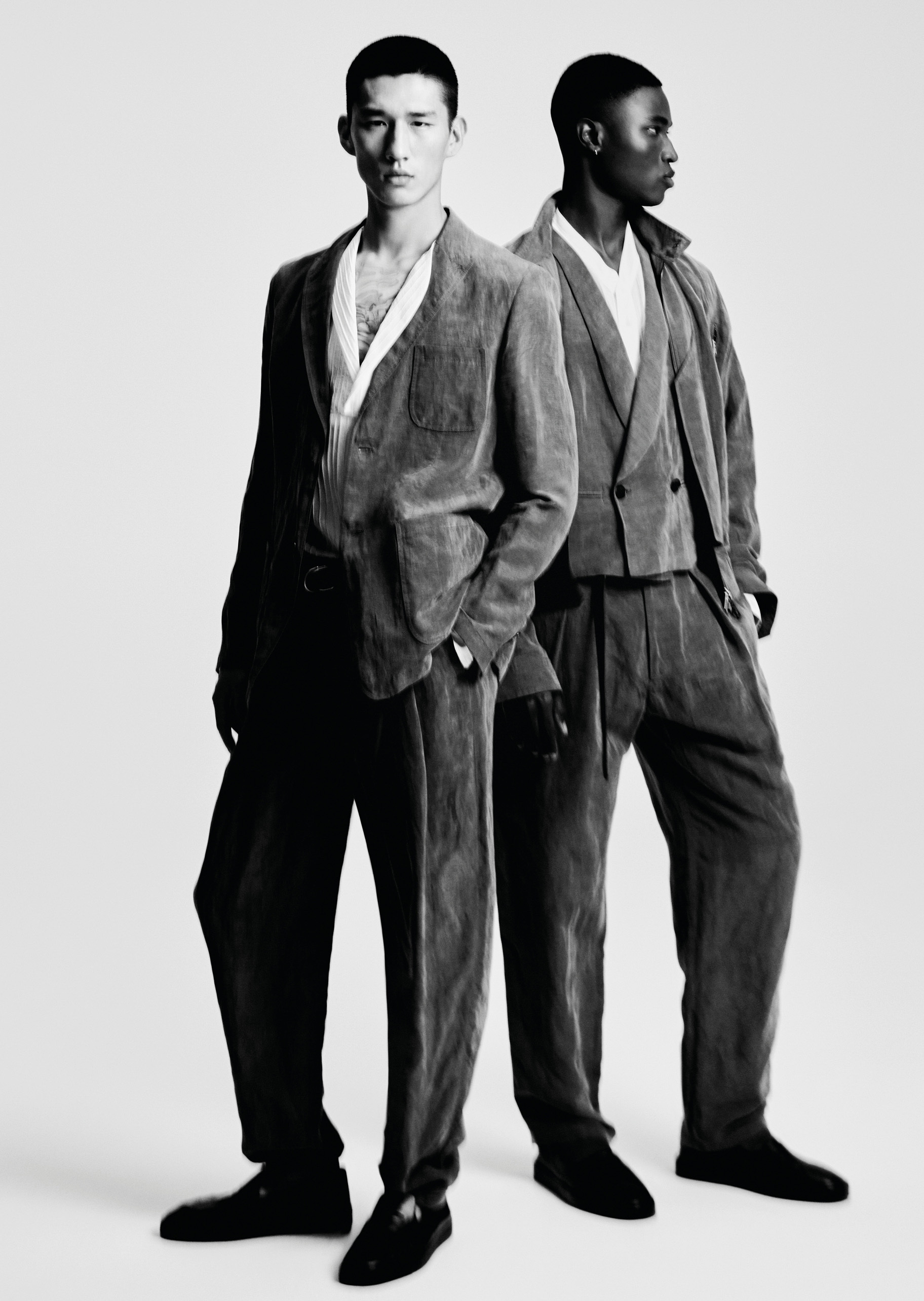 Giorgio Armani 男士羊皮革一脚蹬低帮捏褶休闲乐福鞋
