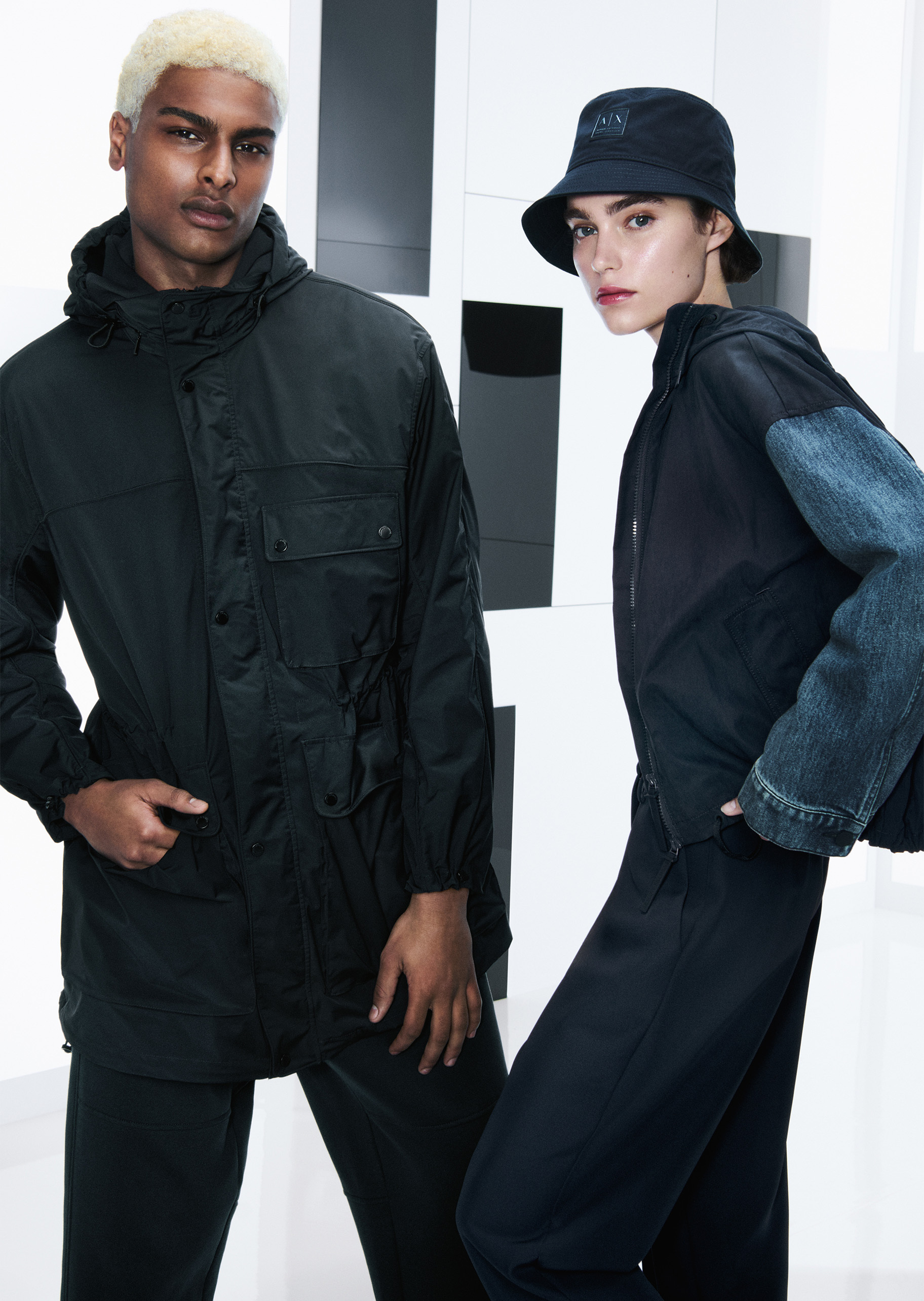 ARMANI EXCHANGE 女士宽松长款锥形纯色褶皱休闲裤