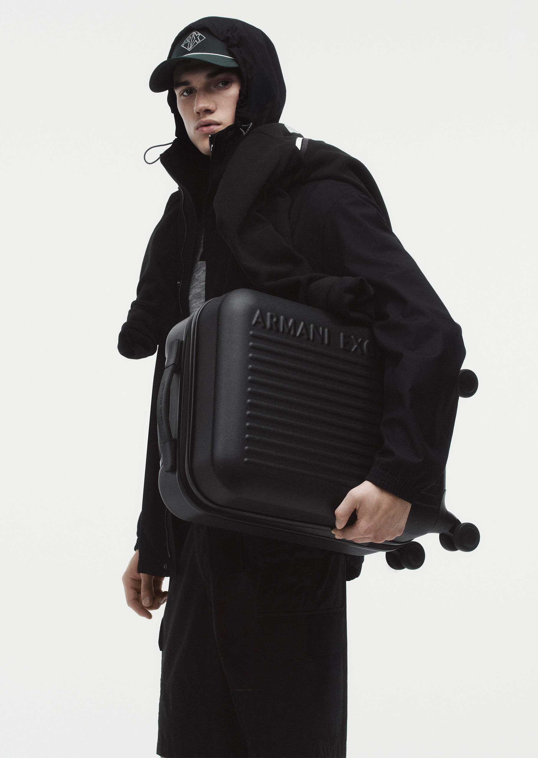ARMANI EXCHANGE 男士合身长袖连帽翻盖口袋工装夹克