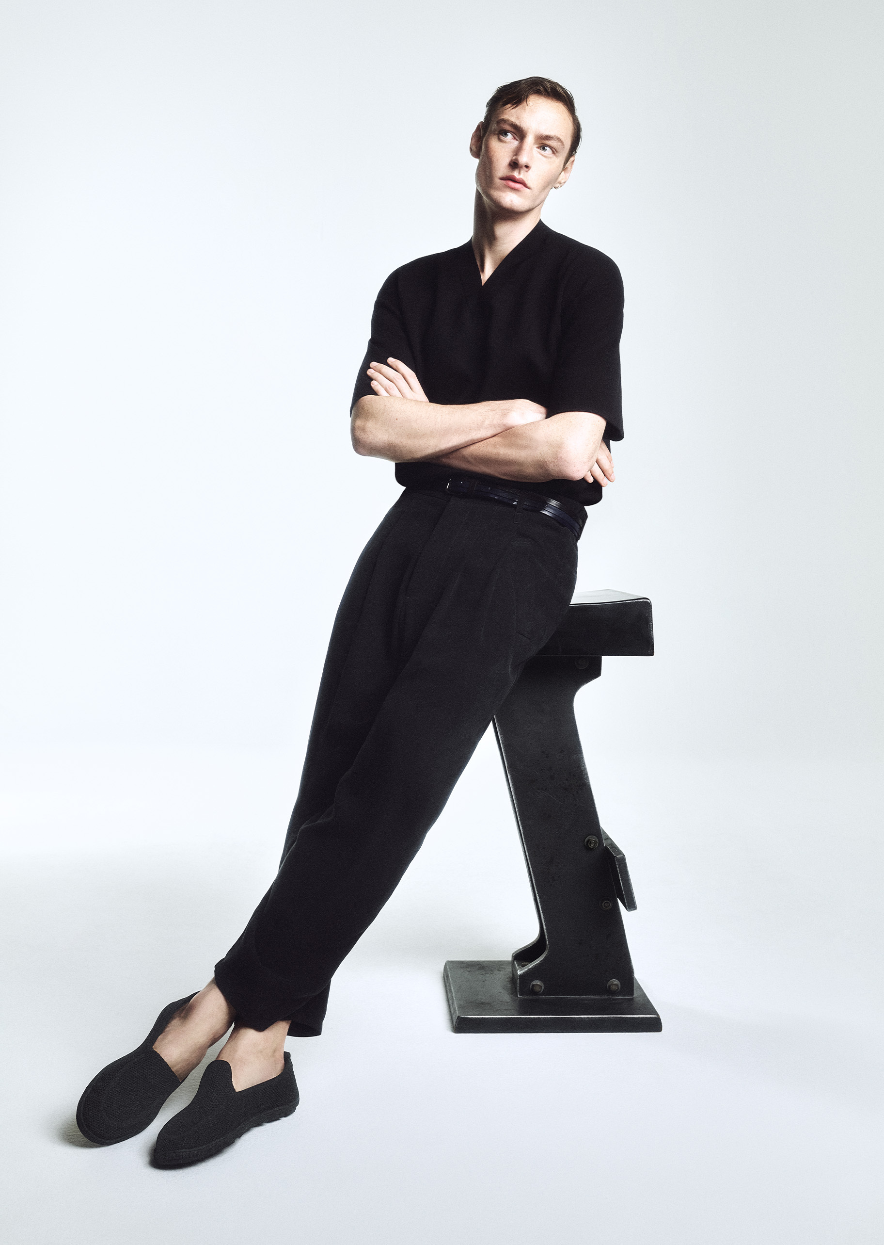 Giorgio Armani 男士一脚蹬低帮平底网布休闲乐福鞋