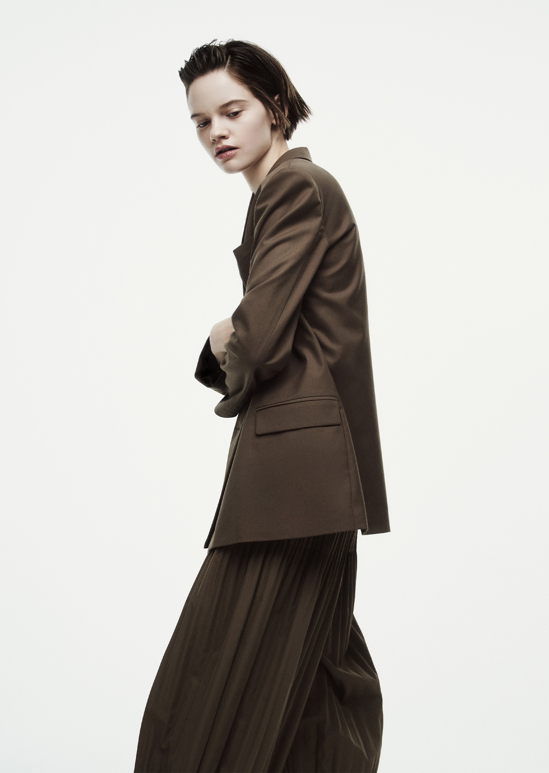 ARMANI EXCHANGE 女士宽松长款直筒茧型褶皱休闲裤