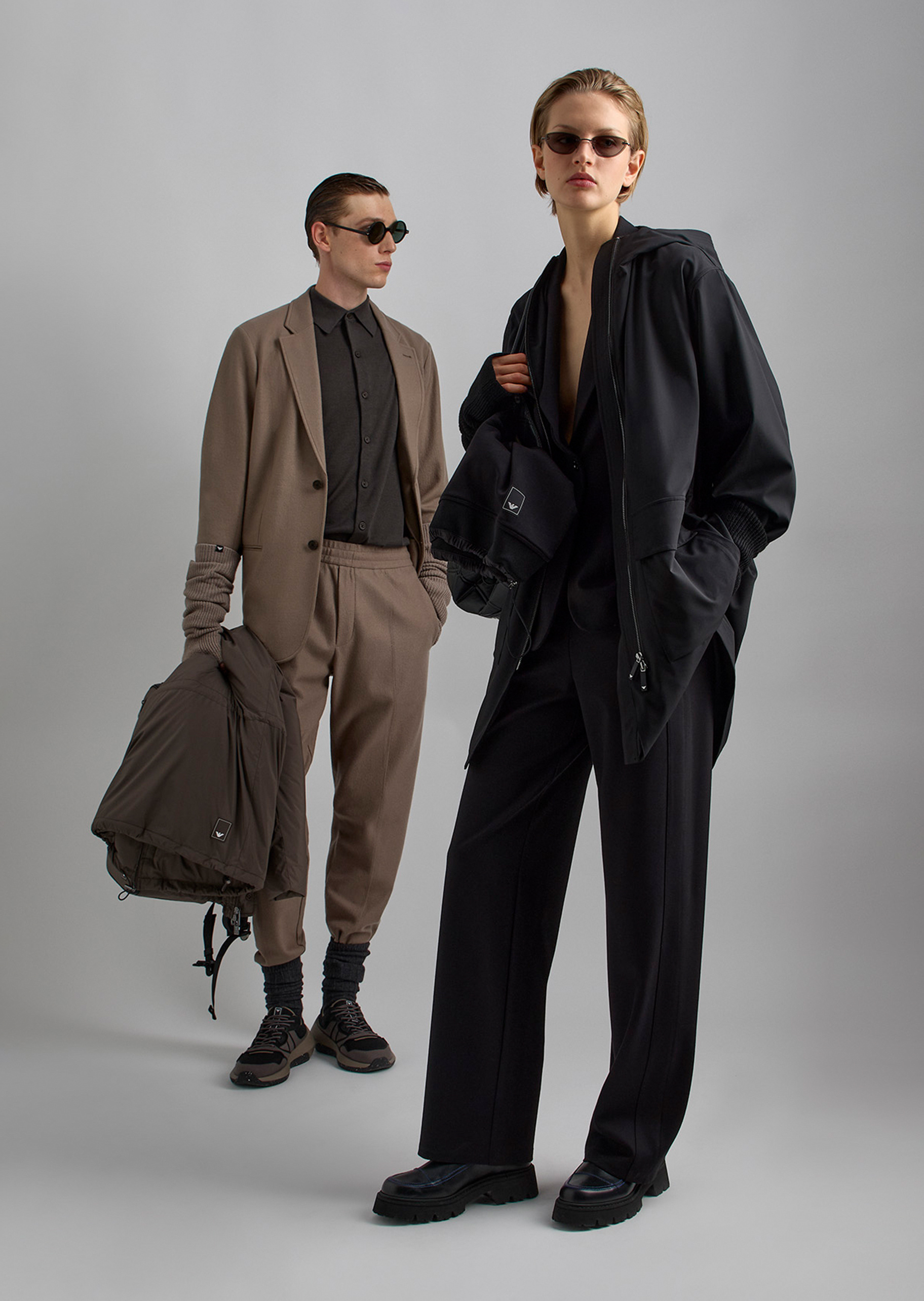 Emporio Armani 女士弹力长袖平驳领单粒扣西装外套