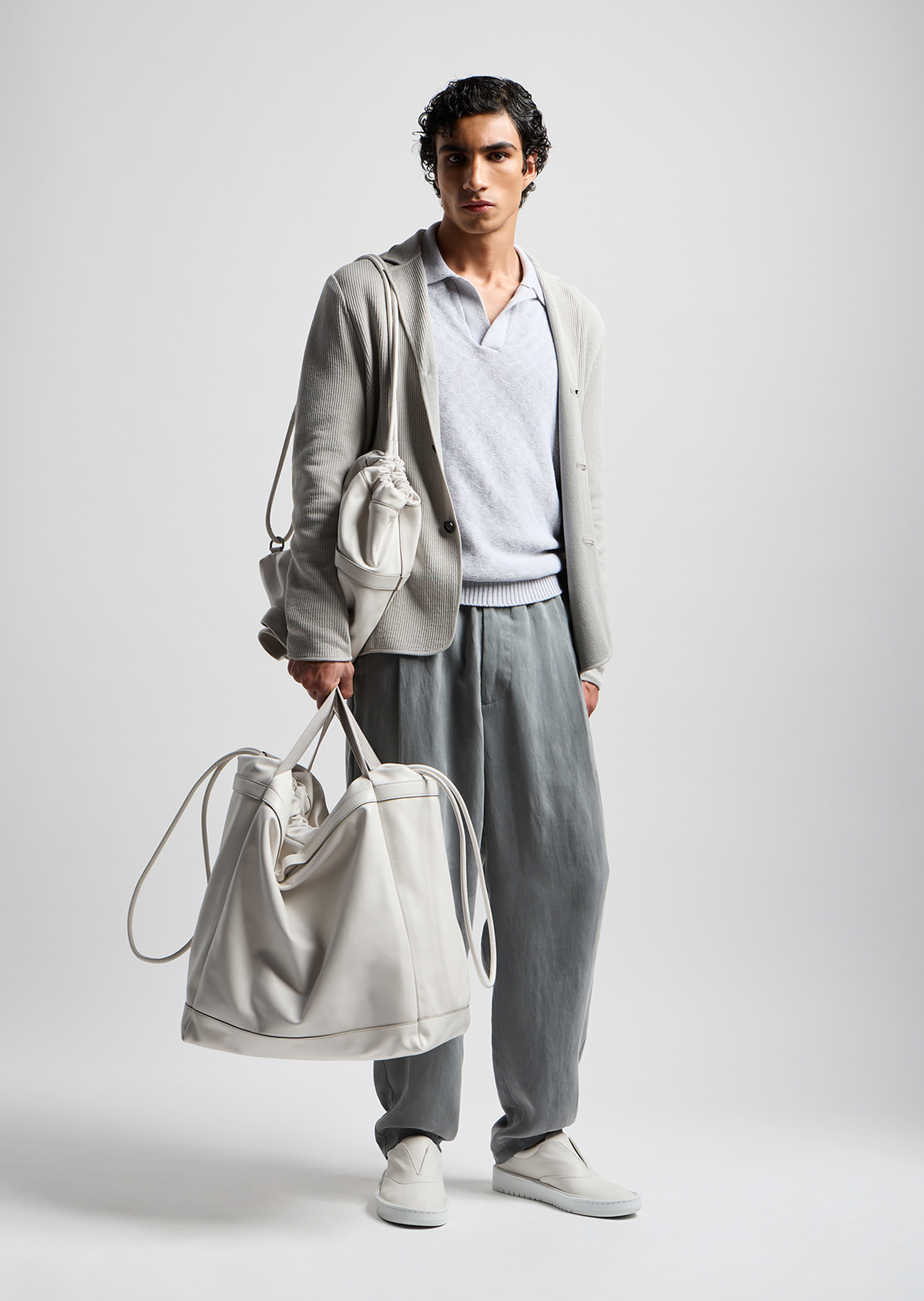 Giorgio Armani 男士鹿皮革一脚蹬低帮休闲懒人便鞋