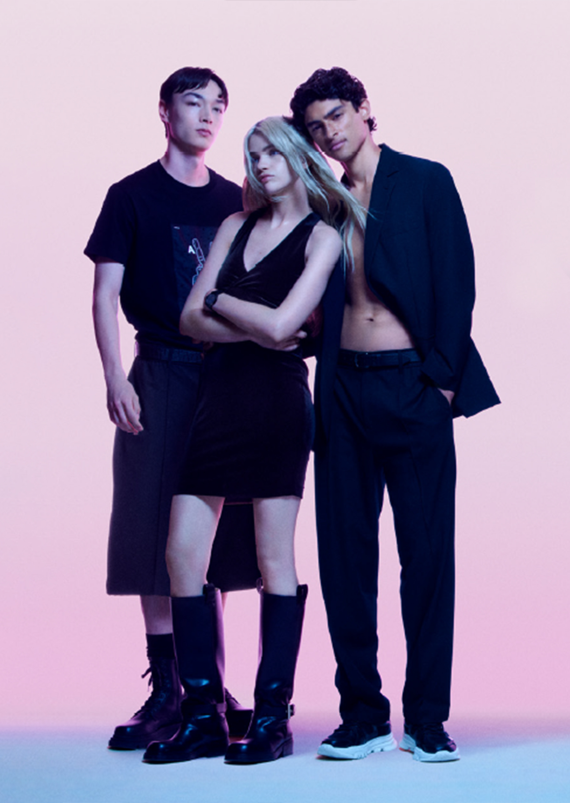 ARMANI EXCHANGE 男士通体字母标识压花时尚针扣腰带
