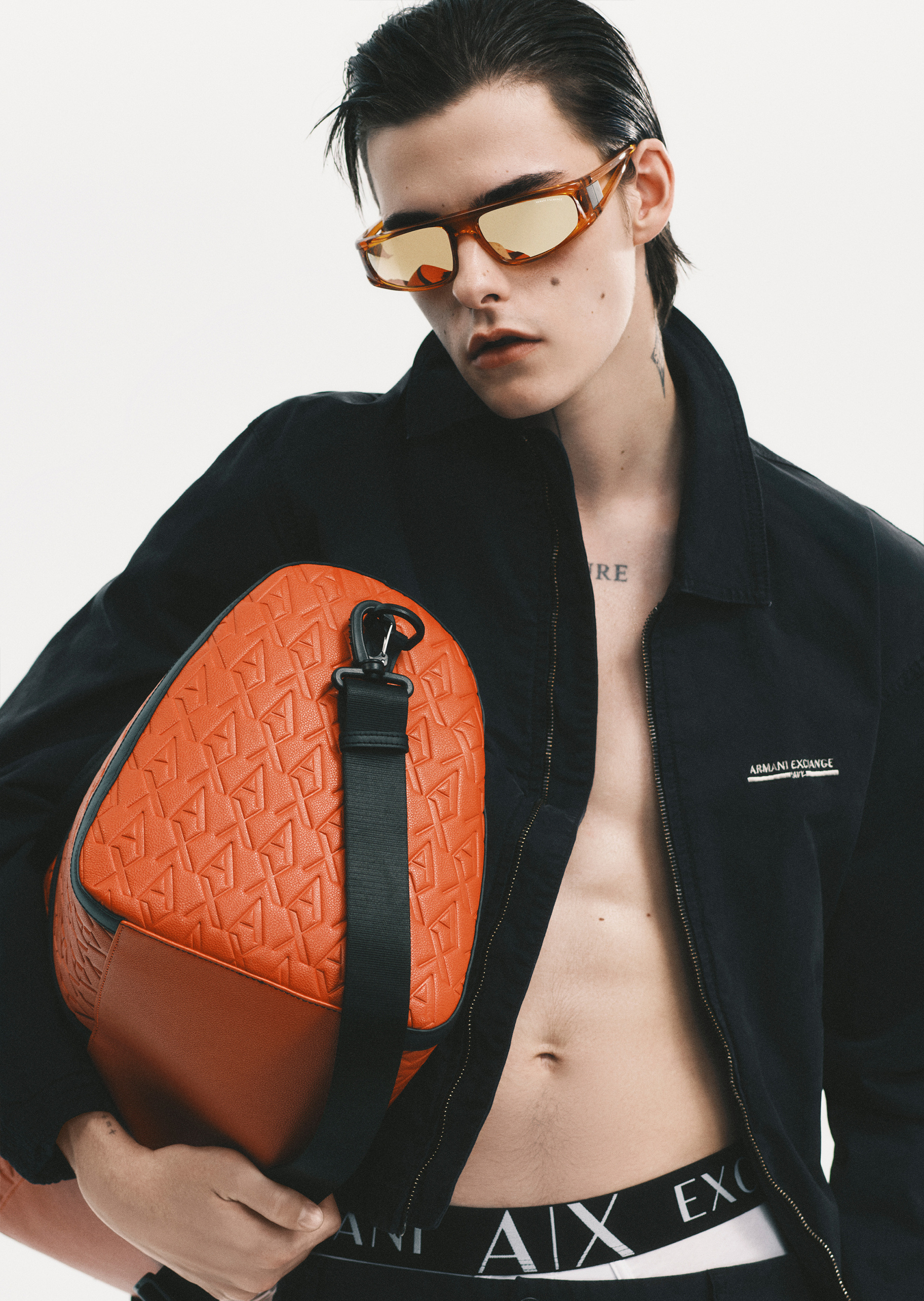ARMANI EXCHANGE 男士纯棉微弹宽松长款锥形束脚休闲裤