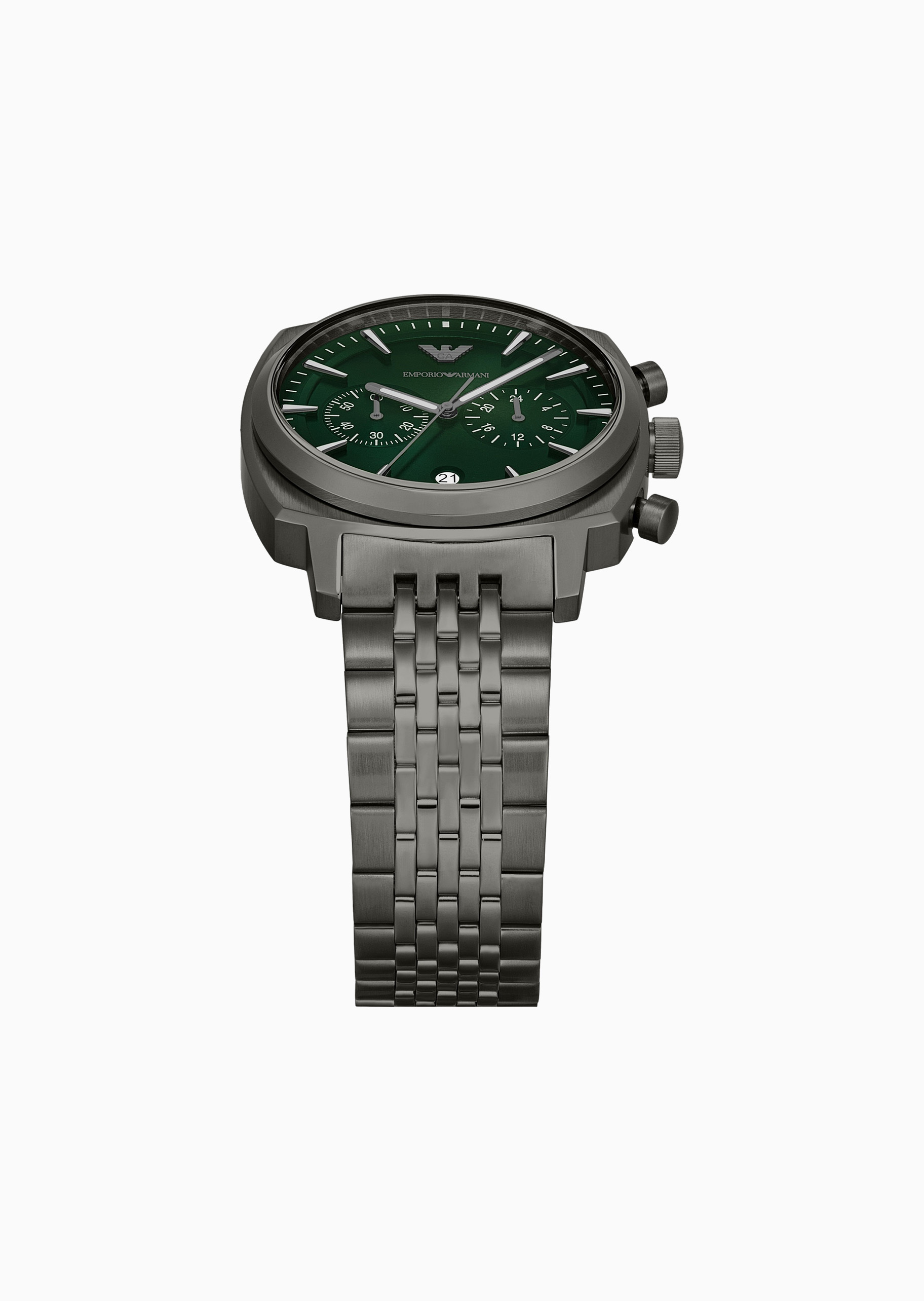 Emporio Armani 男士夜光素色钢带简约时尚石英腕表