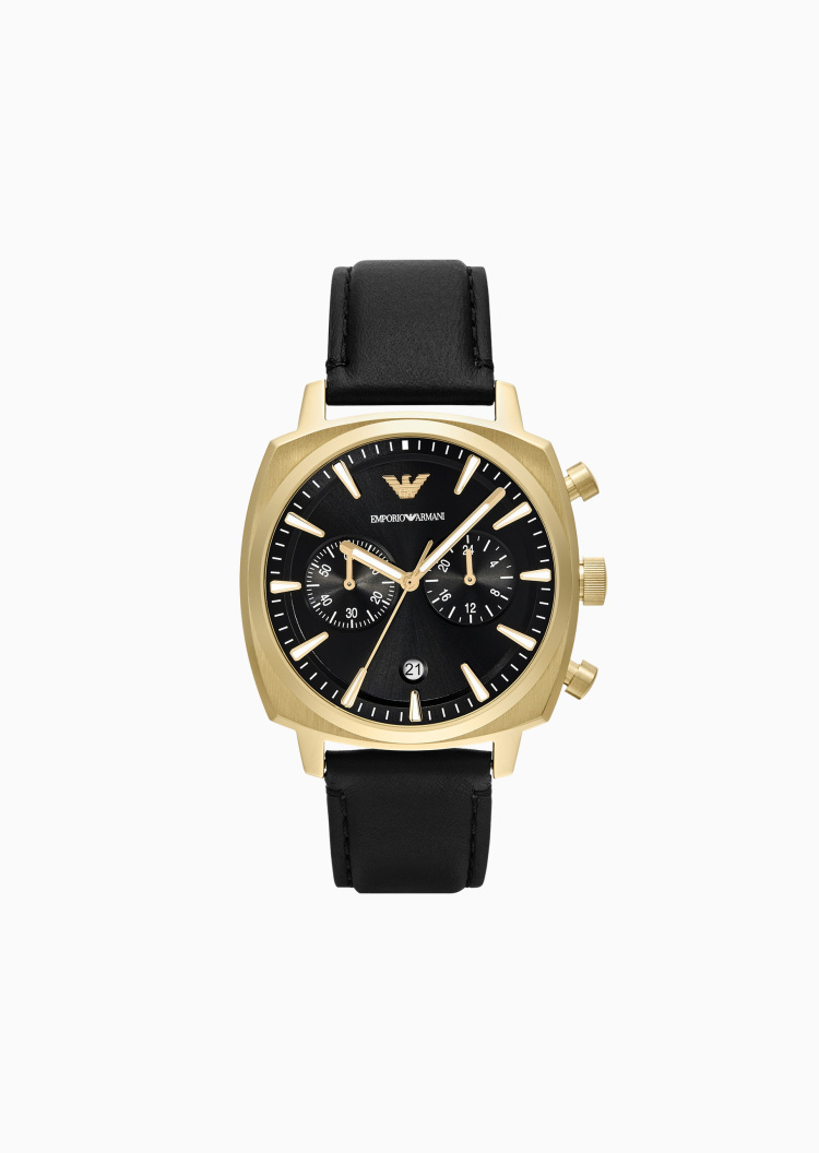 Emporio Armani 男士夜光皮革腕带简约时尚石英腕表