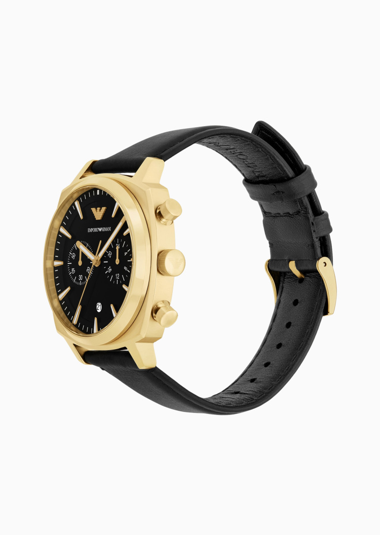 Emporio Armani 男士夜光皮革腕带简约时尚石英腕表