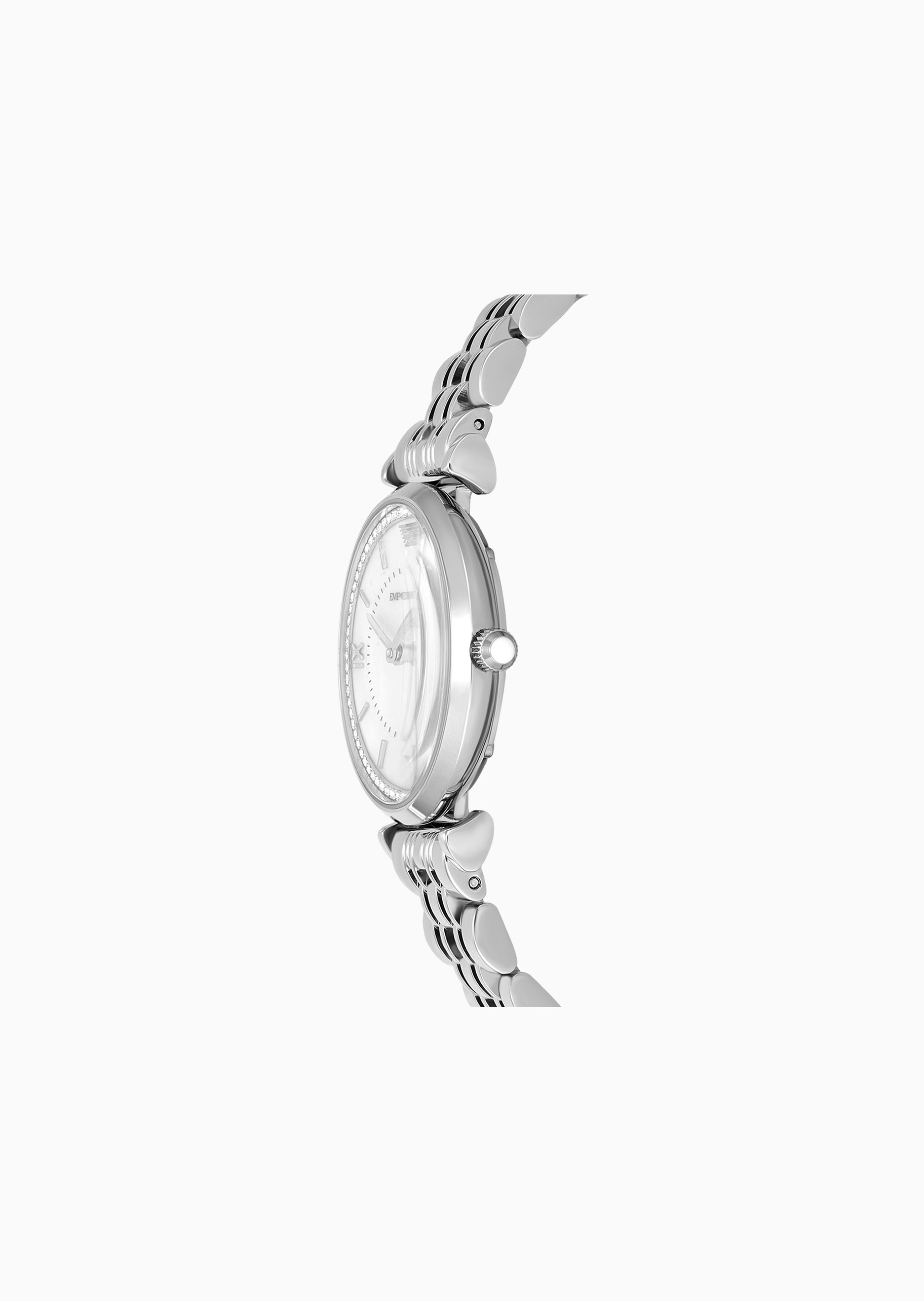 Emporio Armani 女士珍珠贝母镶嵌水晶钢带石英腕表