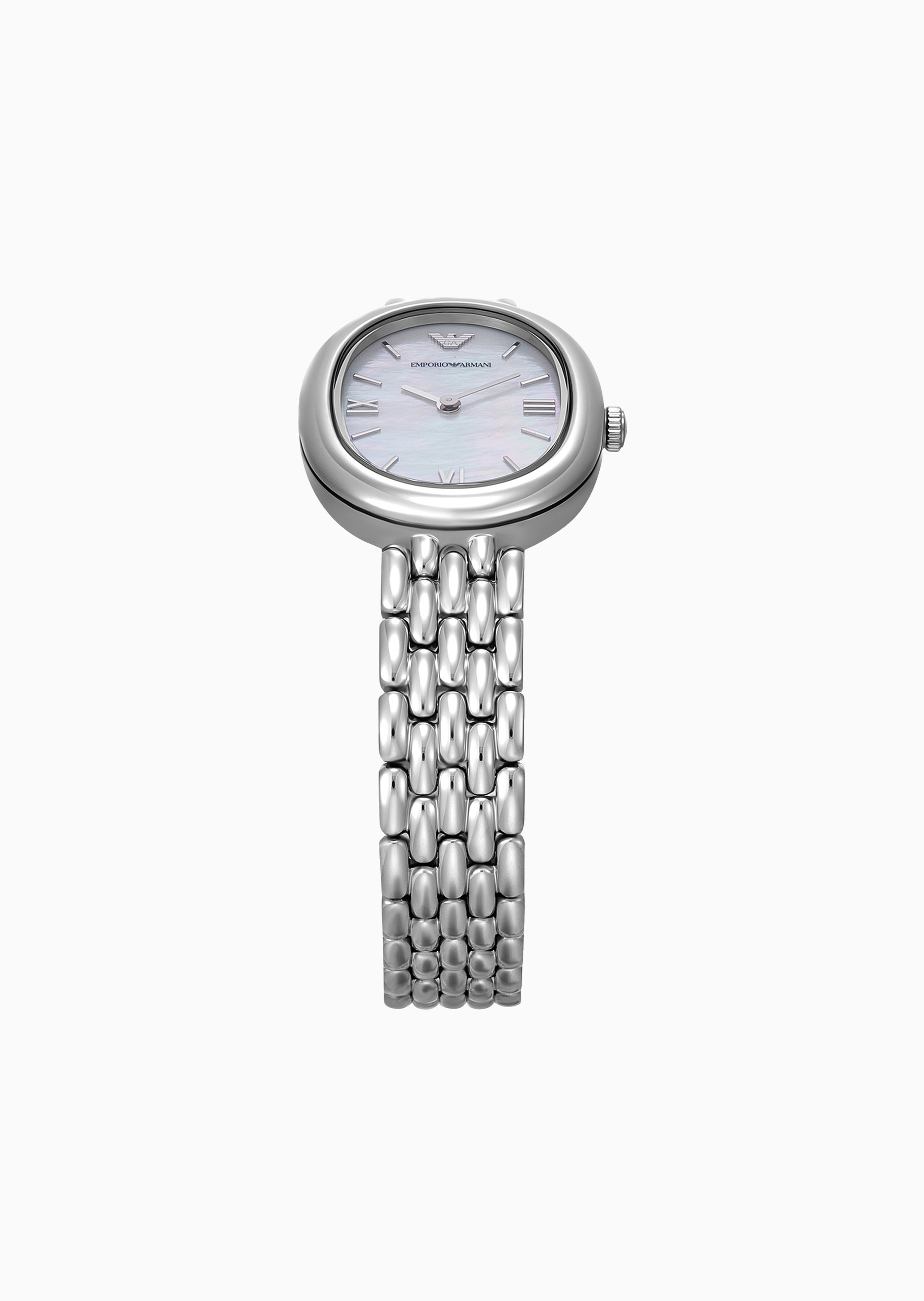 Emporio Armani 女士椭圆形素色钢带时尚石英腕表