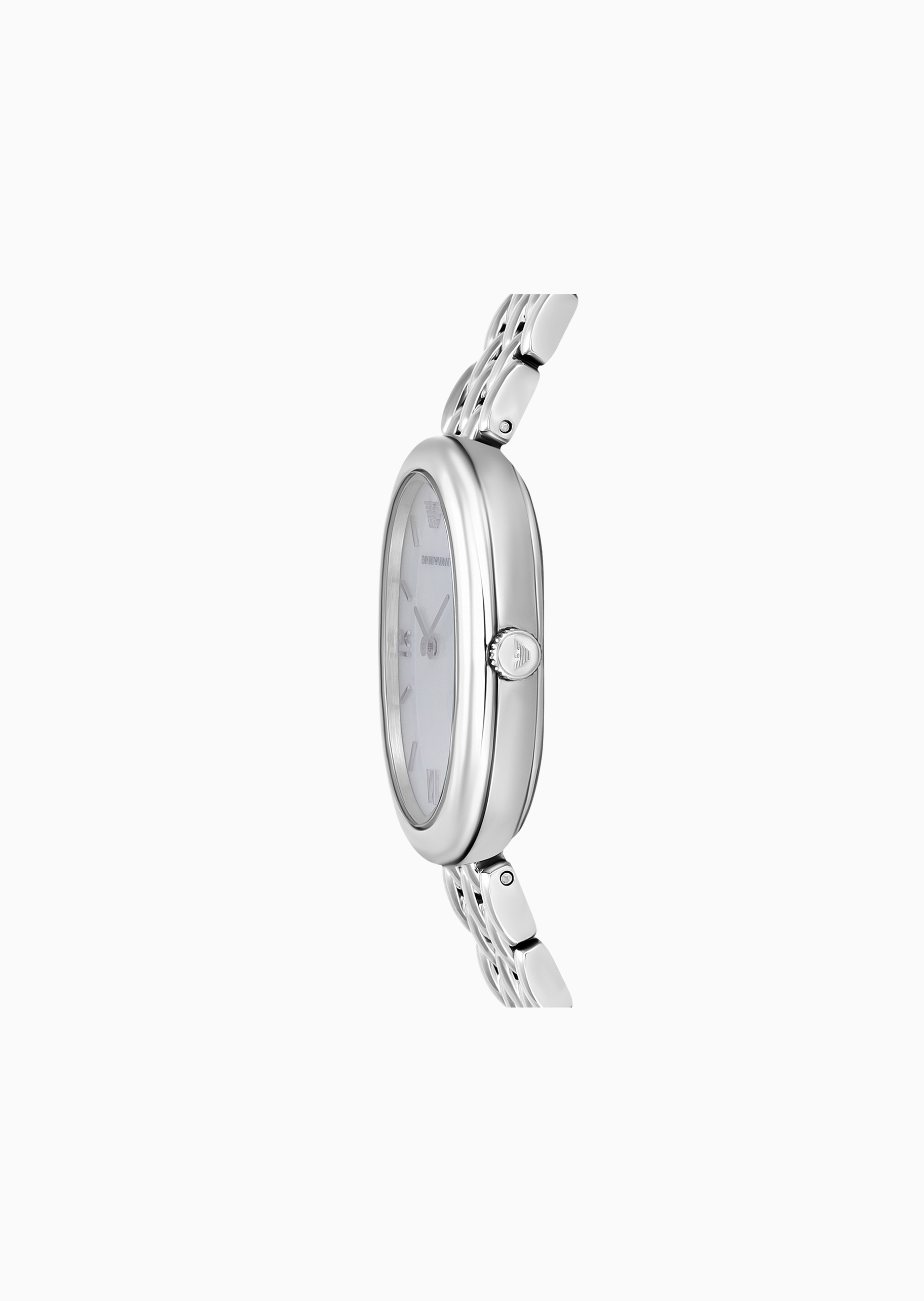 Emporio Armani 女士椭圆形素色钢带时尚石英腕表
