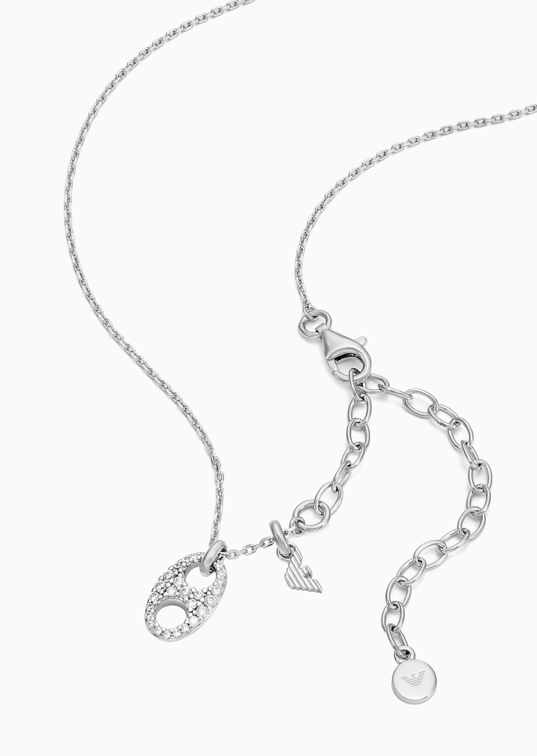 Emporio Armani 女士银质锆石镶嵌猪鼻鹰标龙虾扣项链