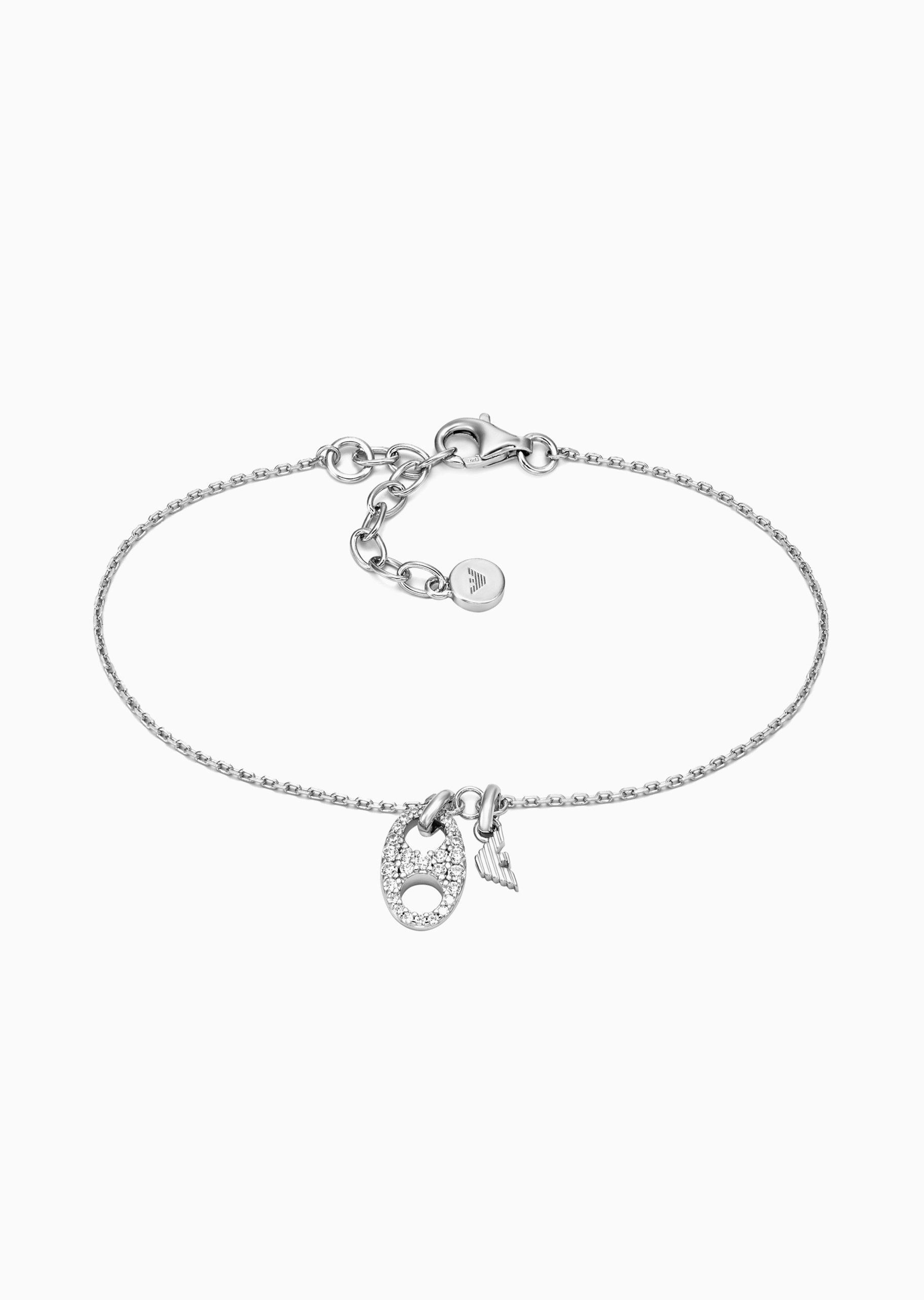 Emporio Armani 女士银质锆石镶嵌猪鼻鹰标龙虾扣手链
