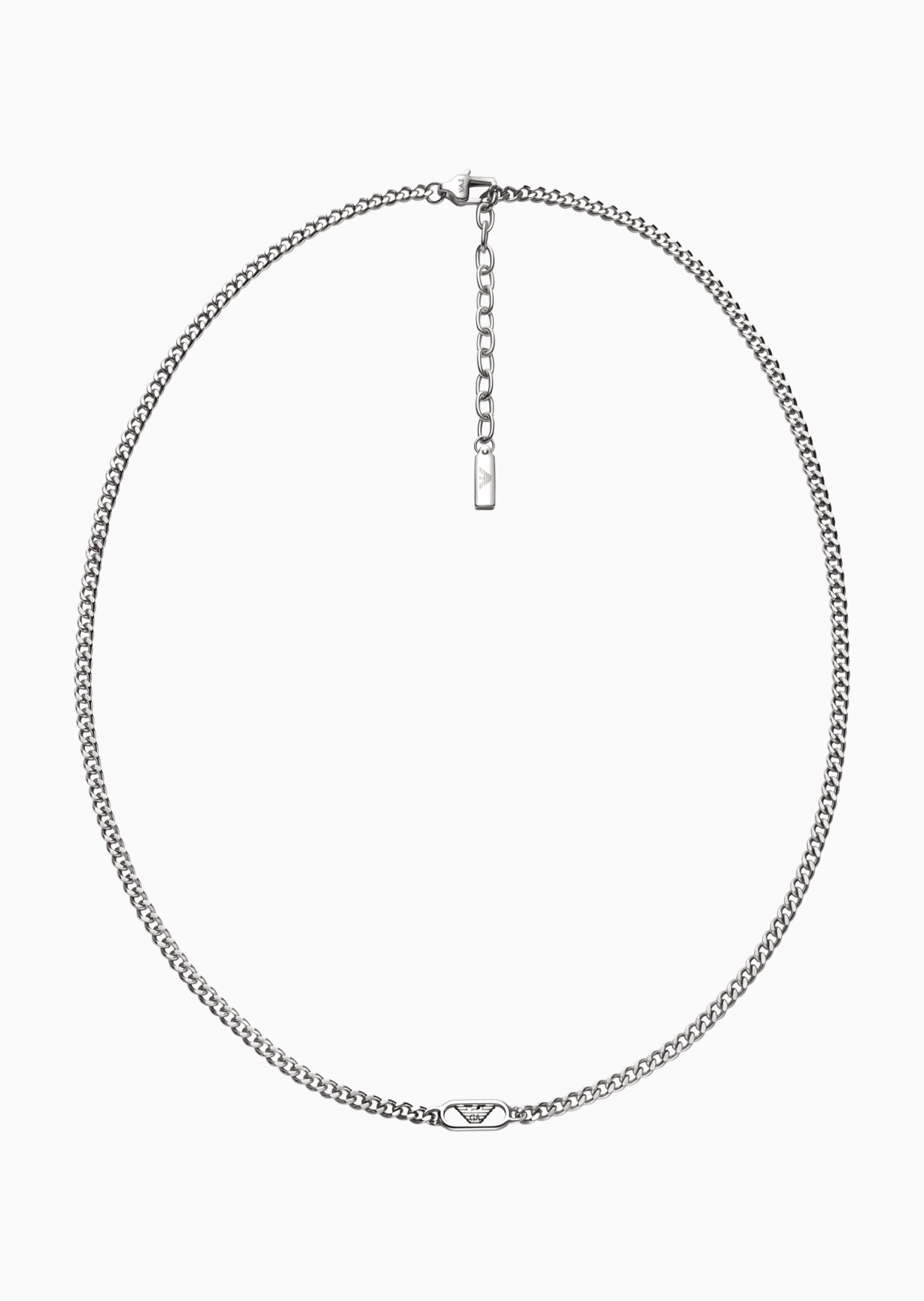 Emporio Armani 【预售】男士钢质素色古巴链波形鹰标龙虾扣项链