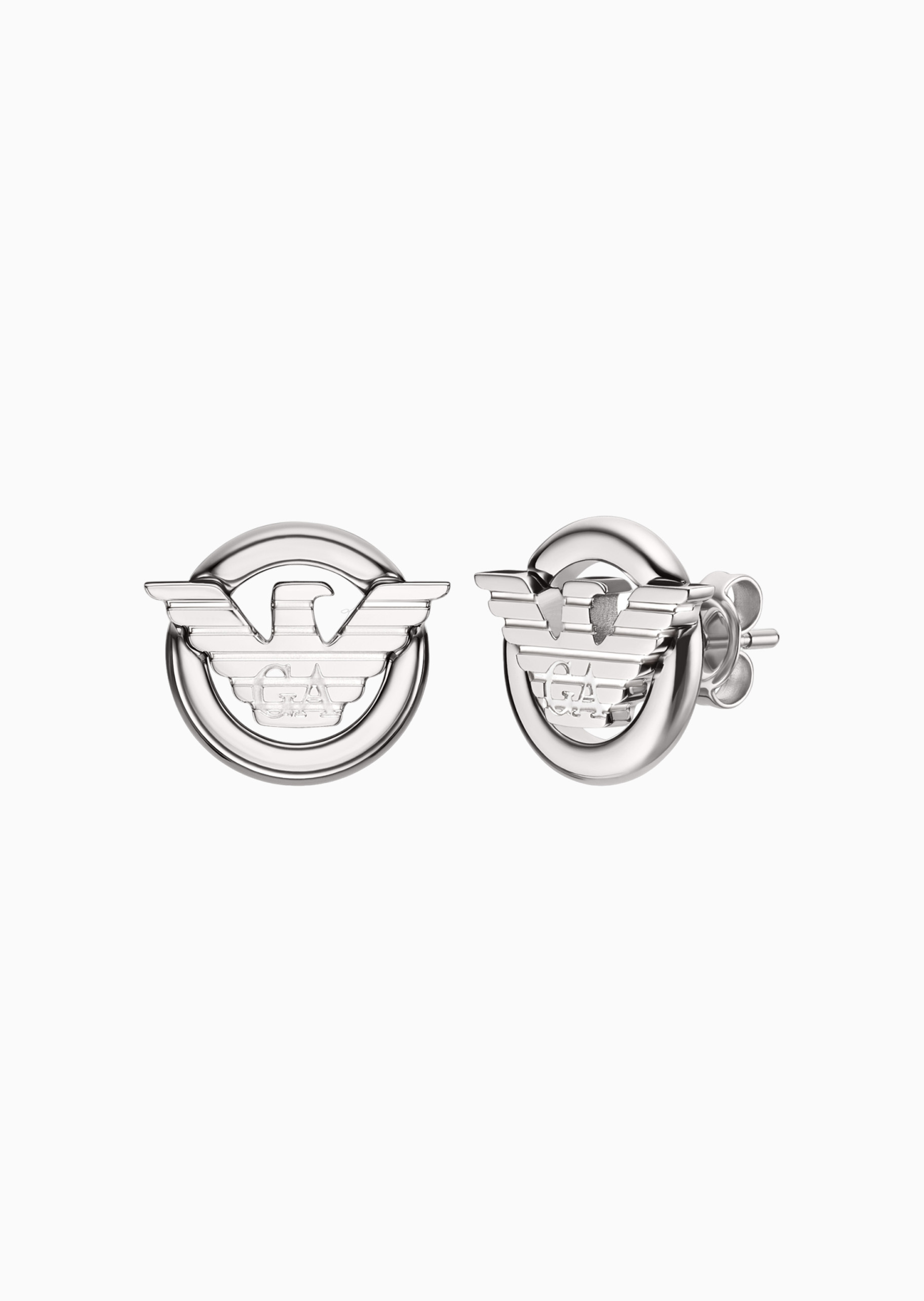 Emporio Armani 男士钢质波状鹰标简约直针时尚耳钉