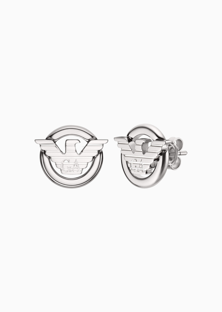 Emporio Armani 男士钢质波状鹰标简约直针时尚耳钉