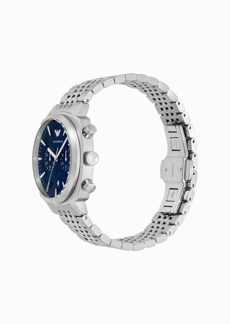 Emporio Armani 男士夜光素色钢带简约时尚石英腕表