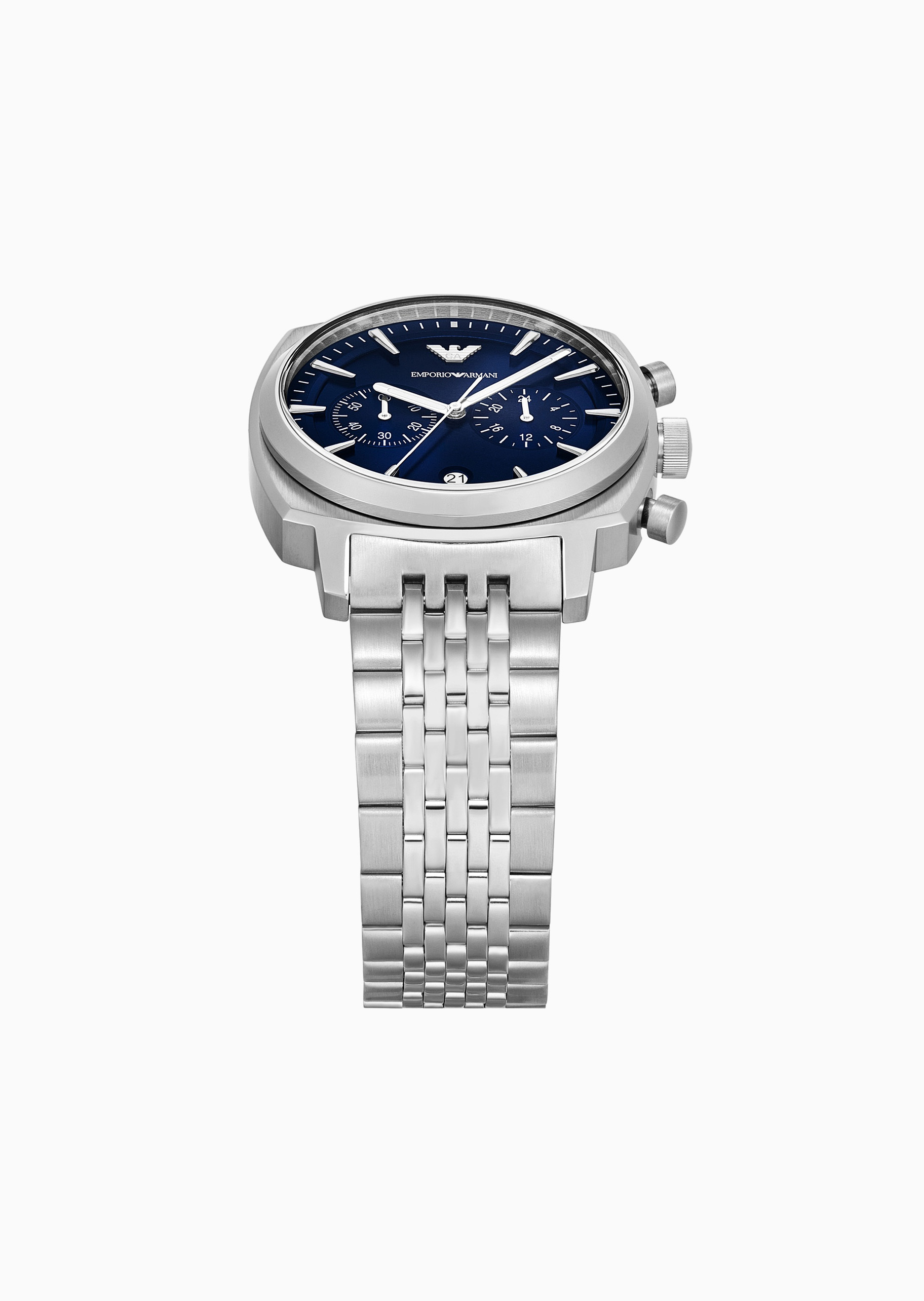 Emporio Armani 男士夜光素色钢带简约时尚石英手表腕表