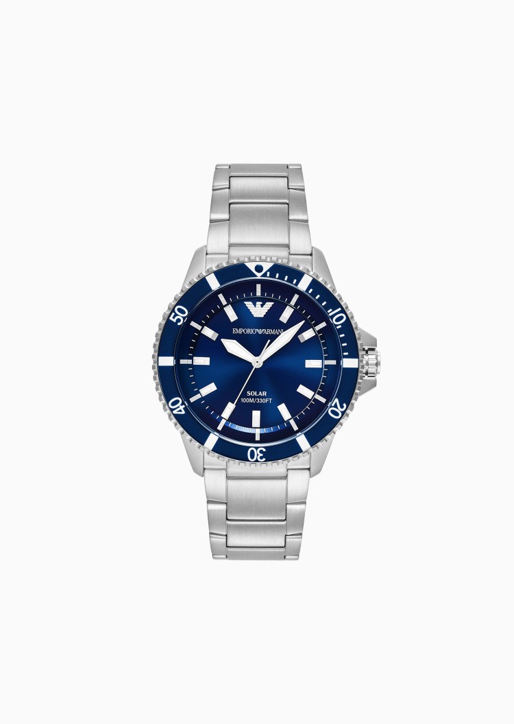 Emporio Armani 男士大表盘三针夜光指针太阳能腕表