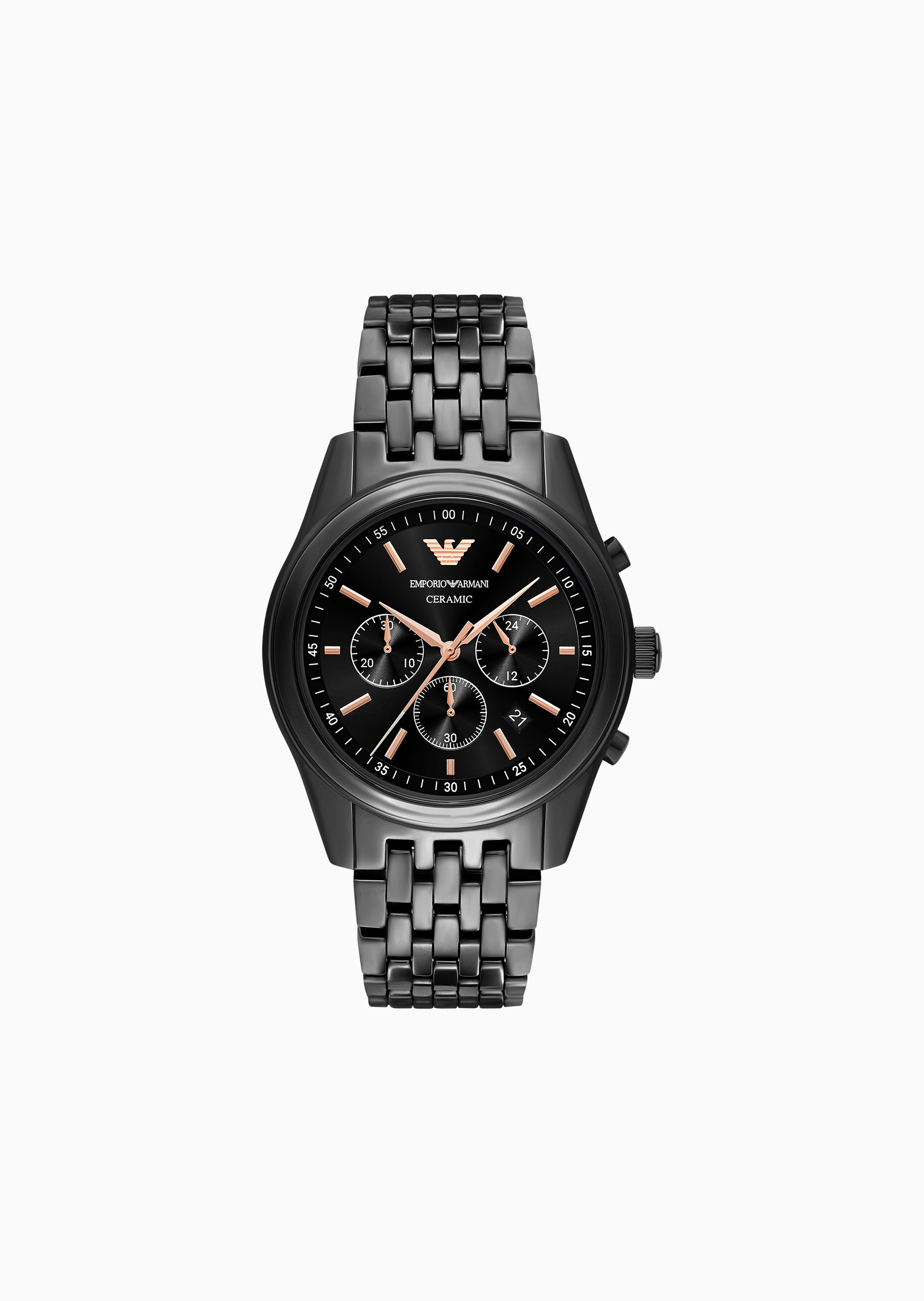 Emporio Armani 男士大表盘陶瓷计时夜光石英腕表