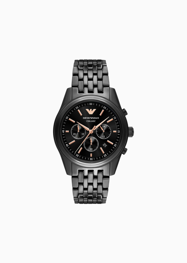 Emporio Armani 男士大表盘陶瓷计时夜光石英腕表