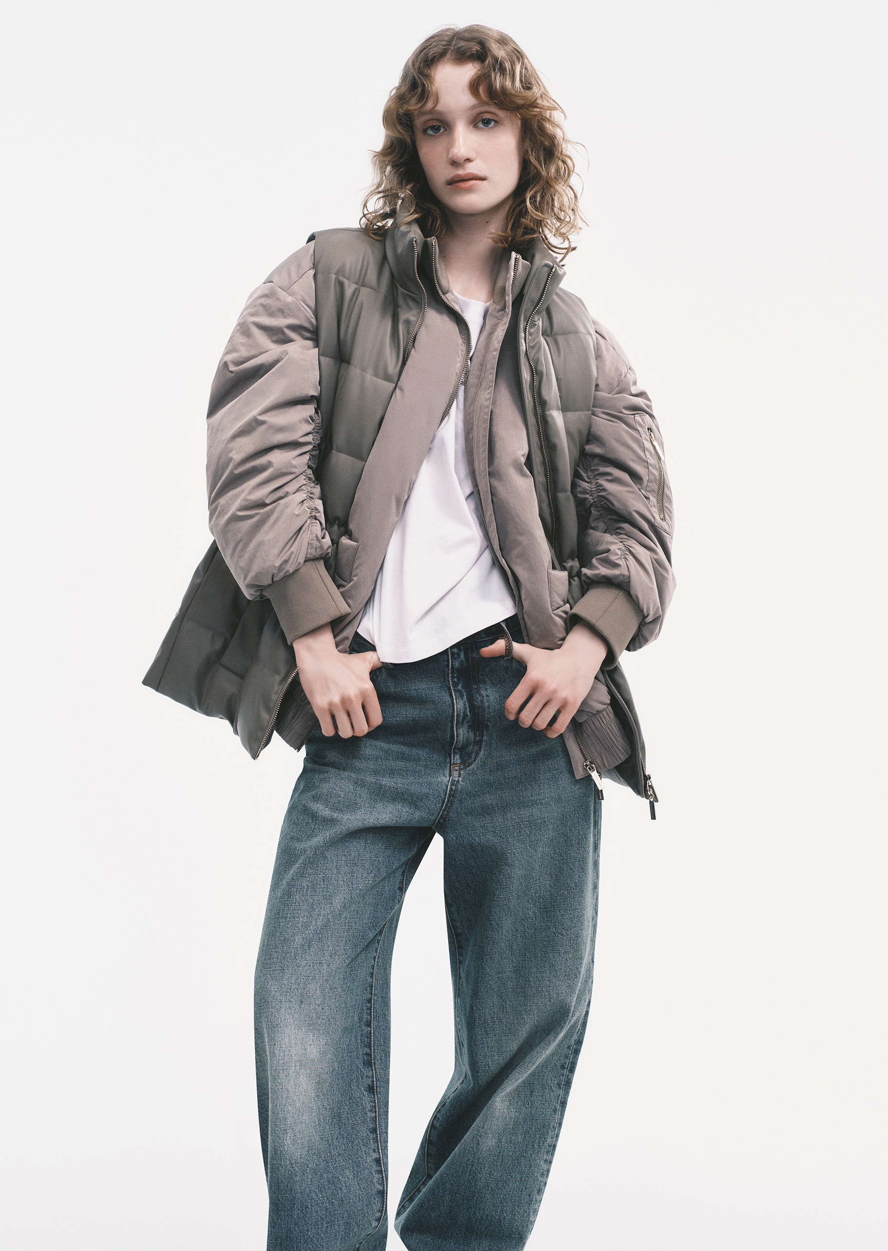 ARMANI EXCHANGE 女士全棉宽松高腰加长直筒牛仔裤