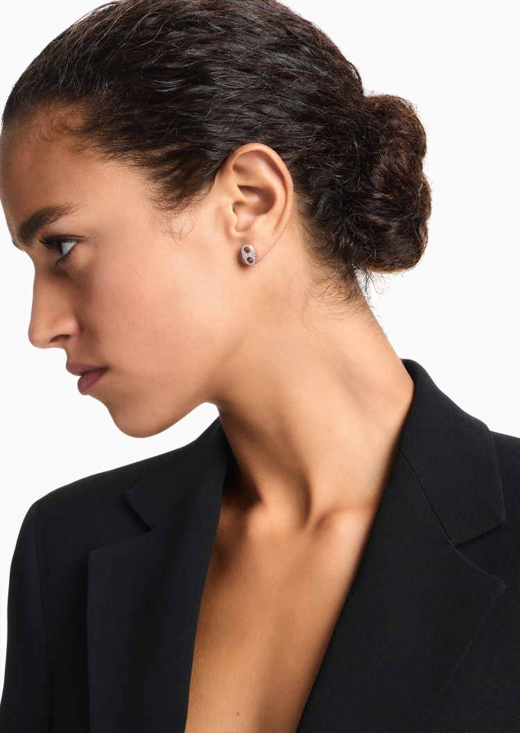 Emporio Armani 女士银质锆石镶嵌猪鼻简约直针耳钉