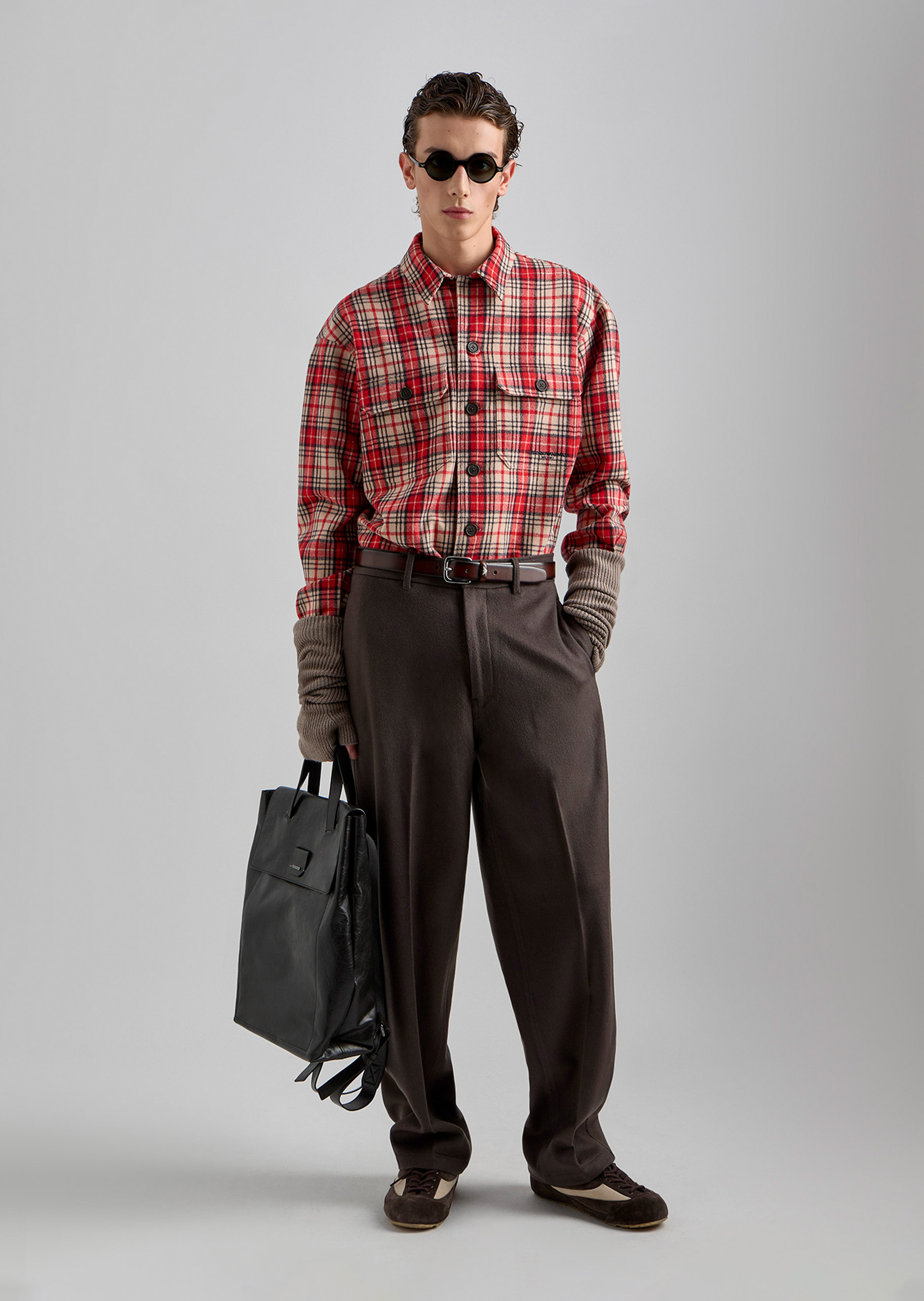 Emporio Armani 男士户外拼接绑带复古休闲运动德训鞋