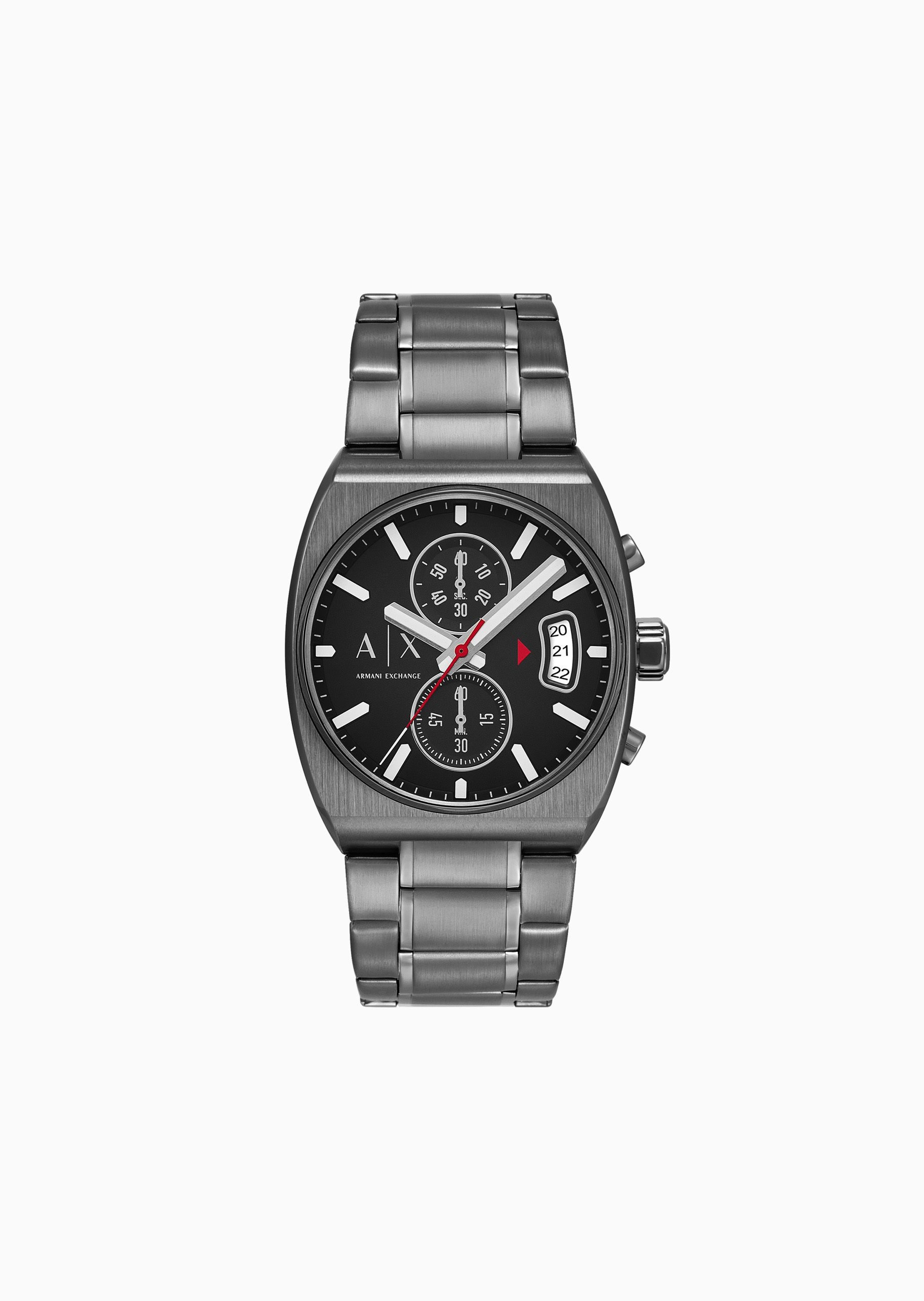 ARMANI EXCHANGE 男士方形表壳素色钢带复古石英腕表