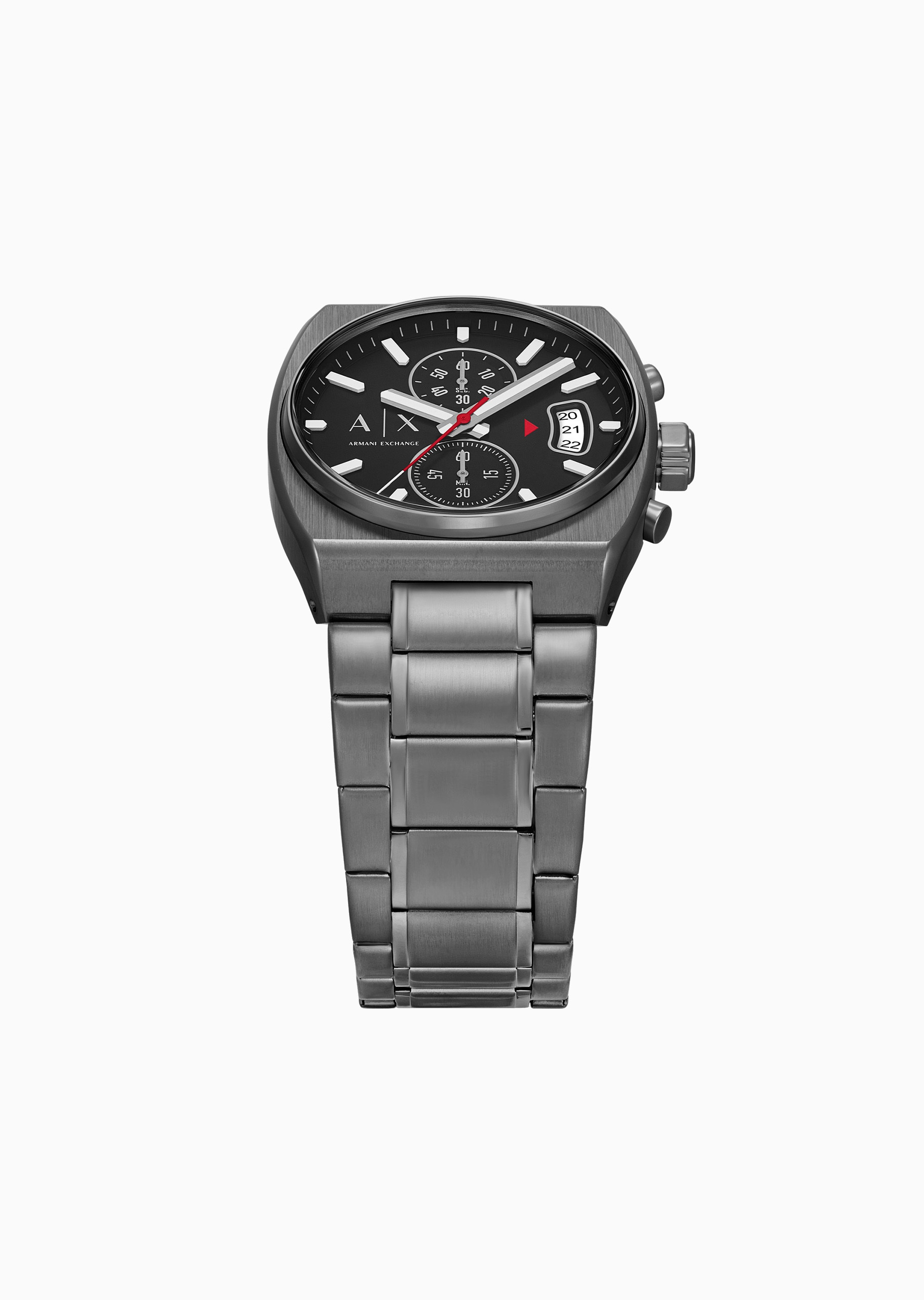 ARMANI EXCHANGE 男士方形表壳素色钢带复古石英腕表