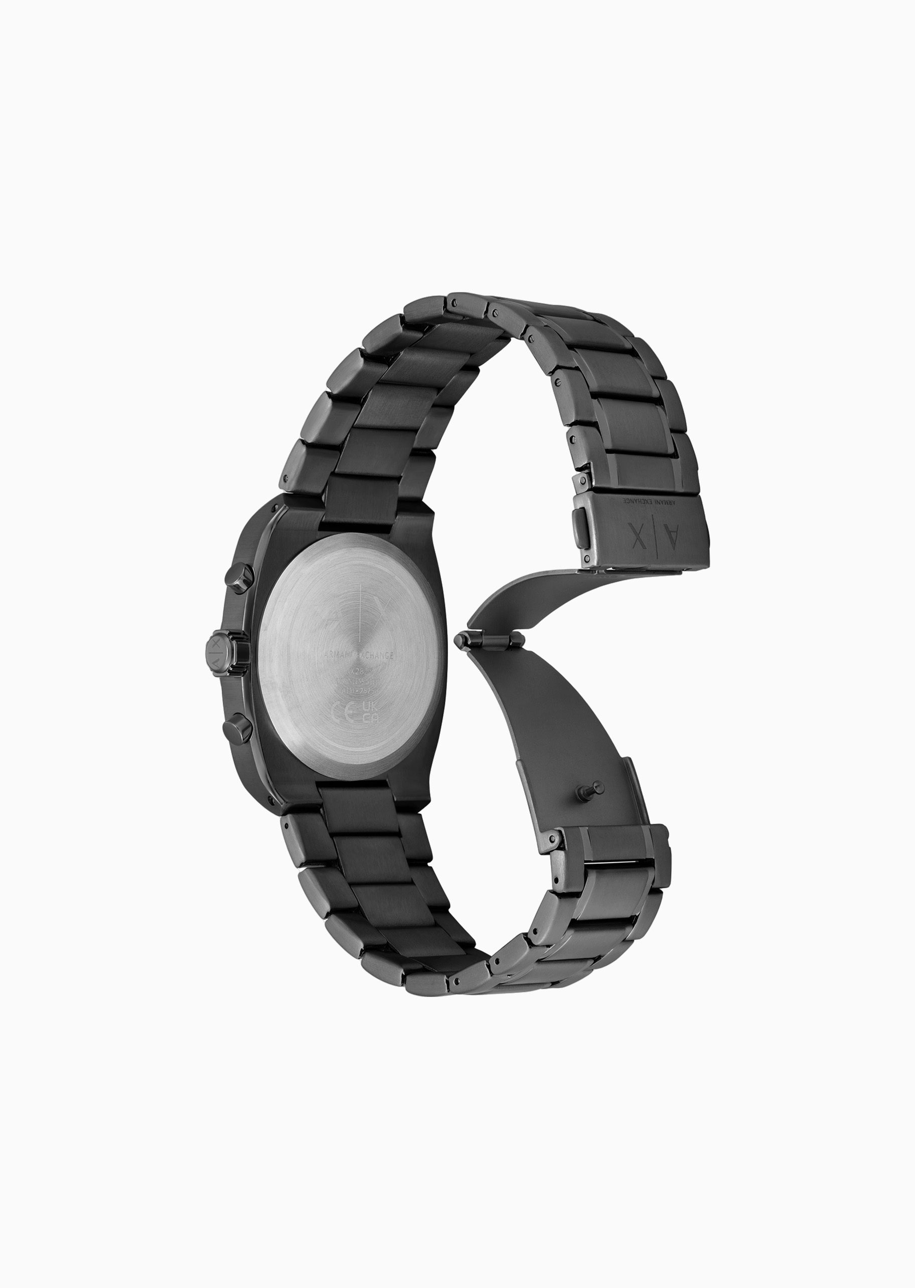 ARMANI EXCHANGE 男士方形表壳素色钢带复古石英腕表
