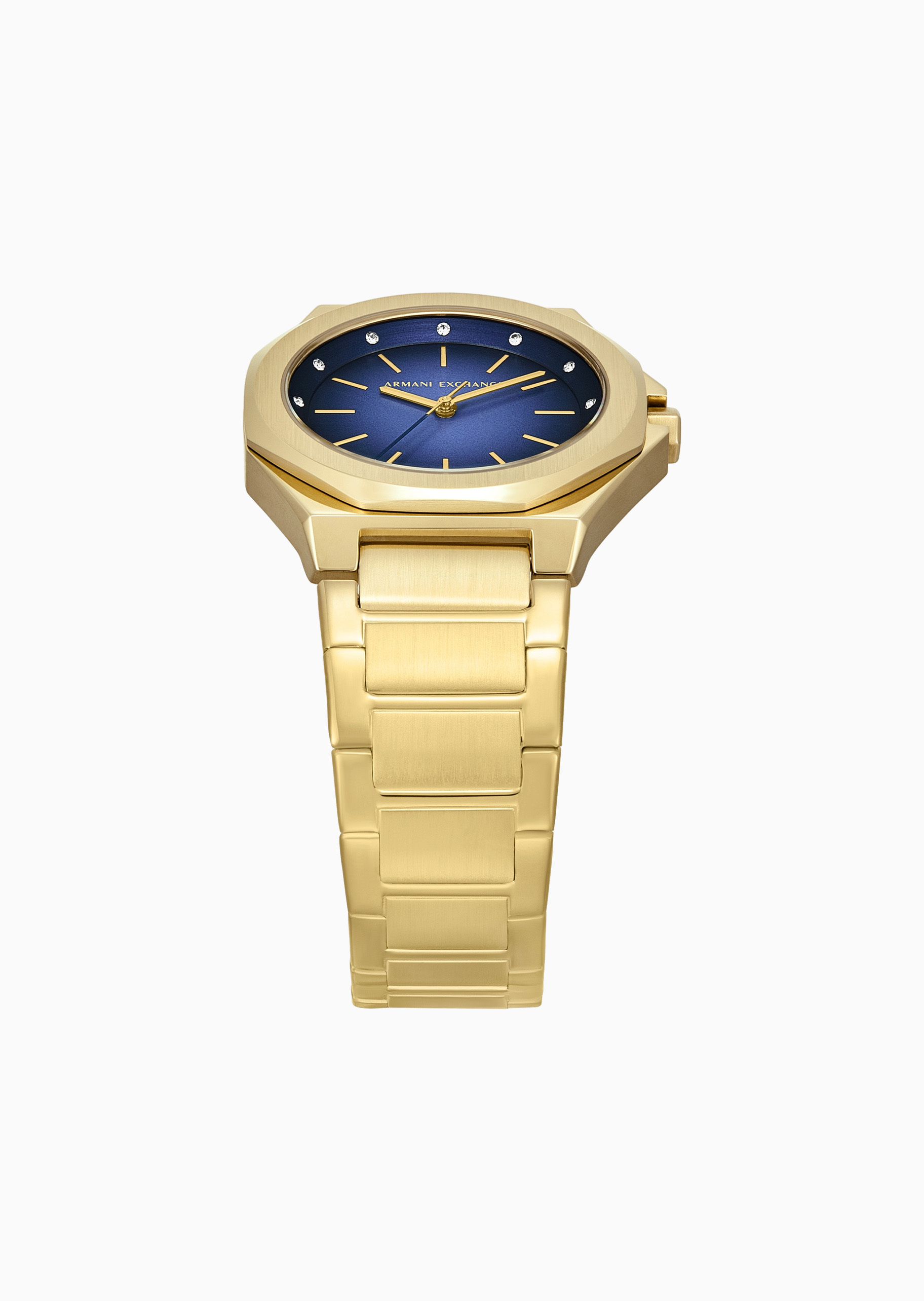 ARMANI EXCHANGE 女士八角形表壳素色钢带三针石英腕表