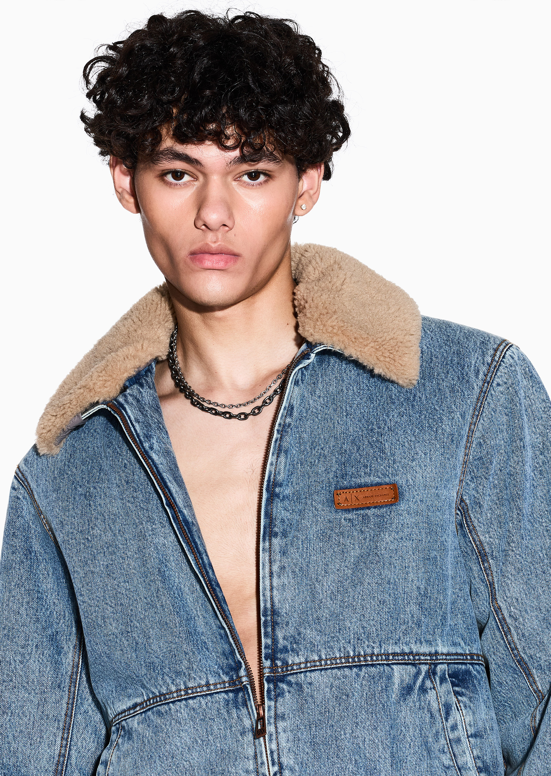 ARMANI EXCHANGE 男士钢质双层链条龙虾扣潮流项链