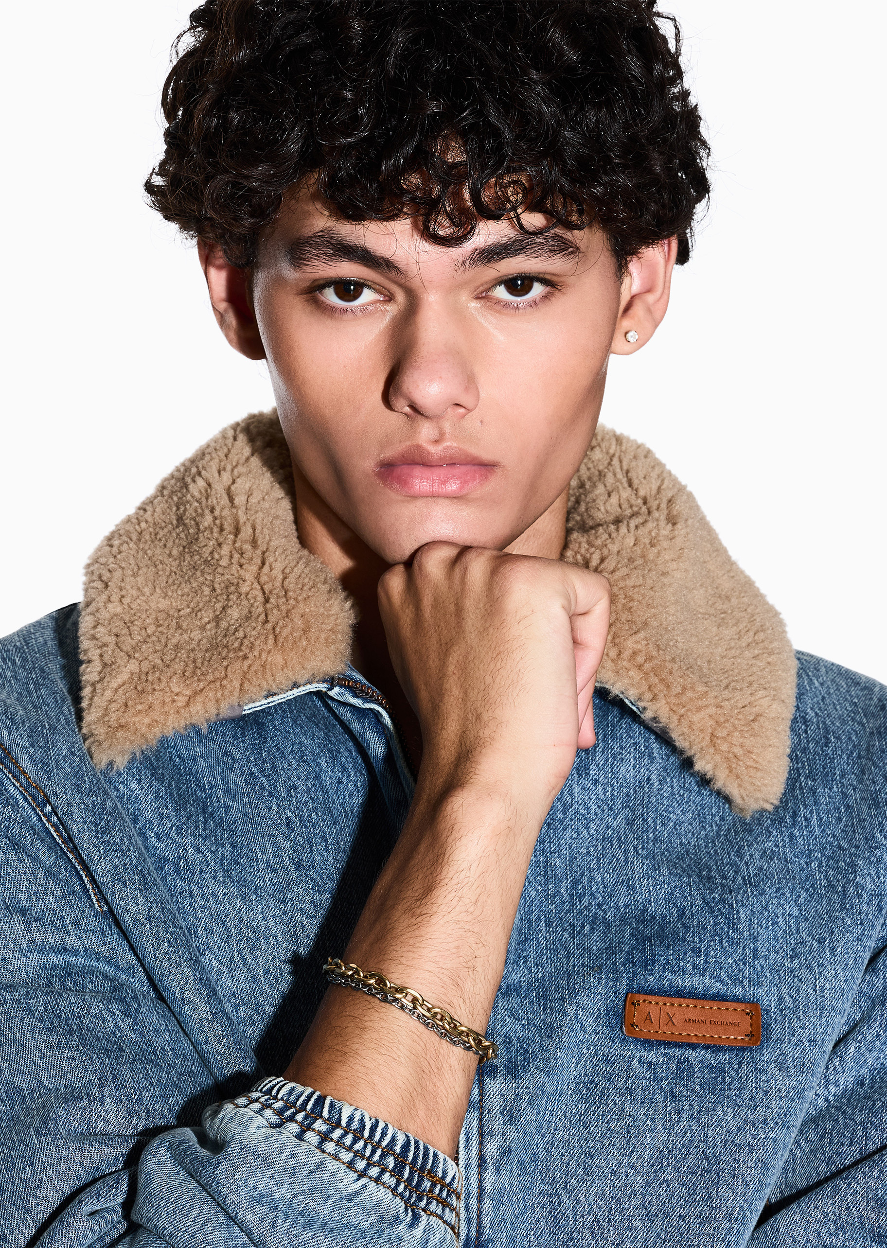 ARMANI EXCHANGE 男士钢质撞色双层链条龙虾扣手链