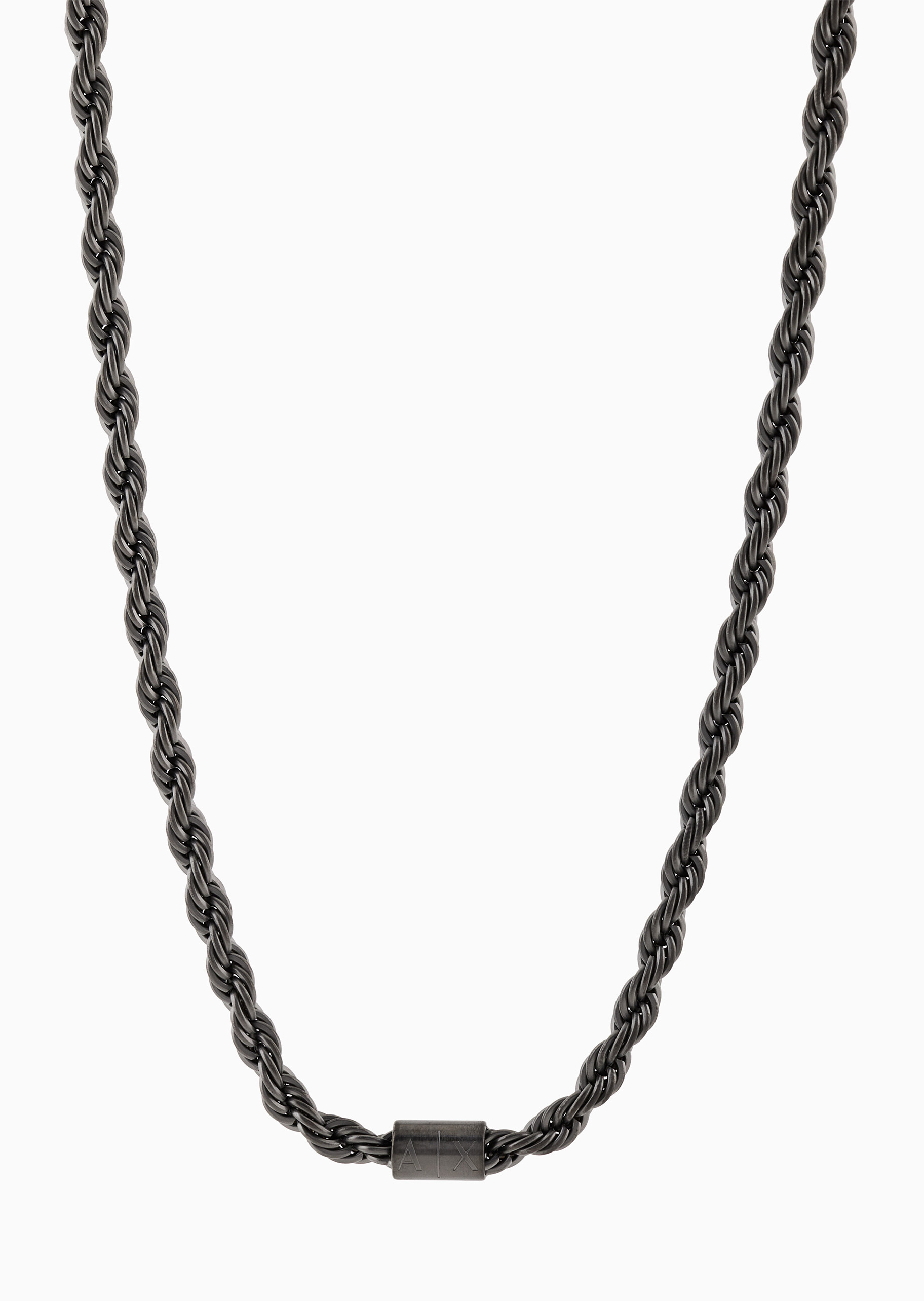 ARMANI EXCHANGE 男士钢质麻花链圆柱徽标嵌饰龙虾扣项链