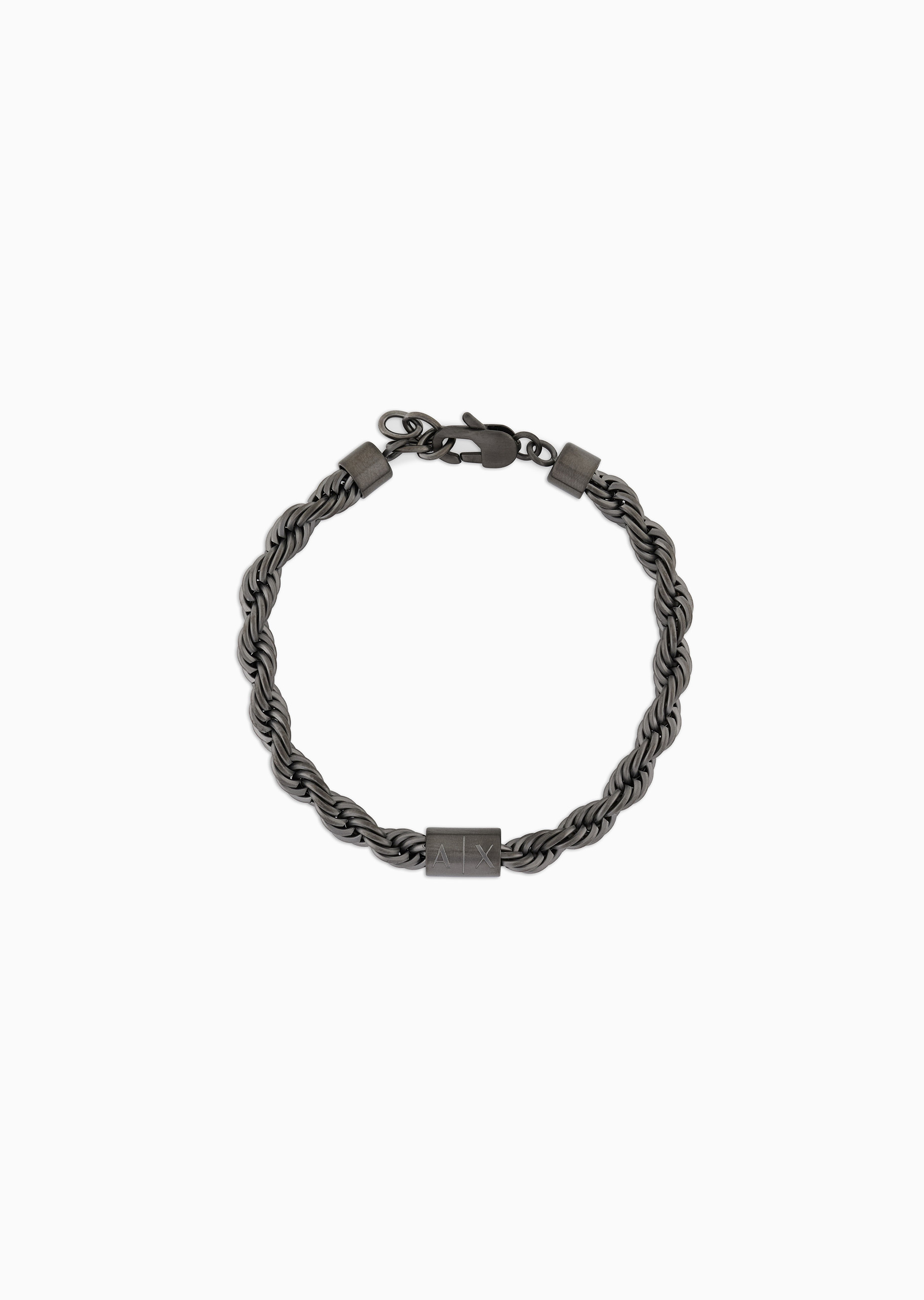 ARMANI EXCHANGE 男士钢质麻花链圆柱徽标嵌饰龙虾扣手链