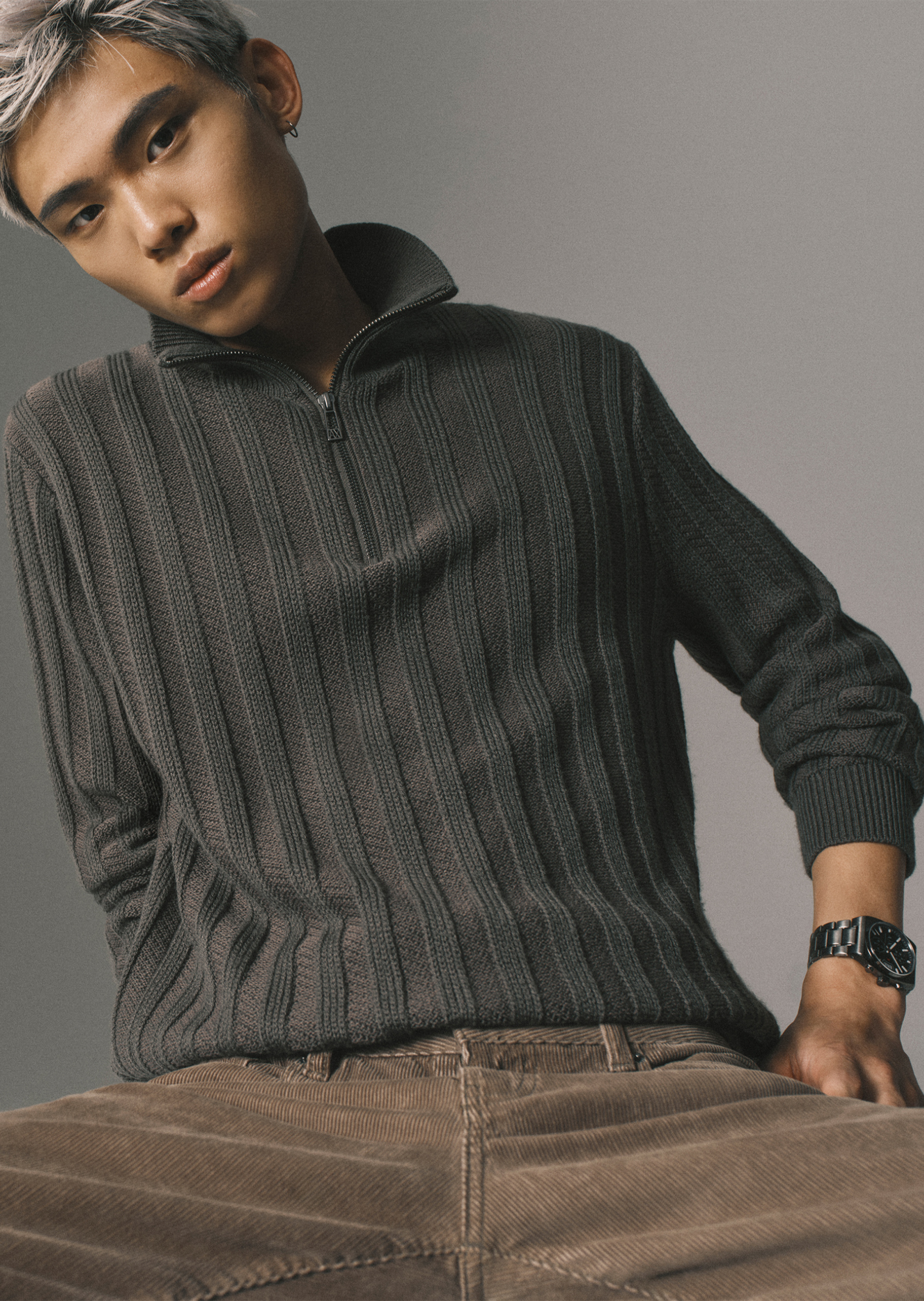 ARMANI EXCHANGE 男士素色钢带复古时尚石英手表腕表