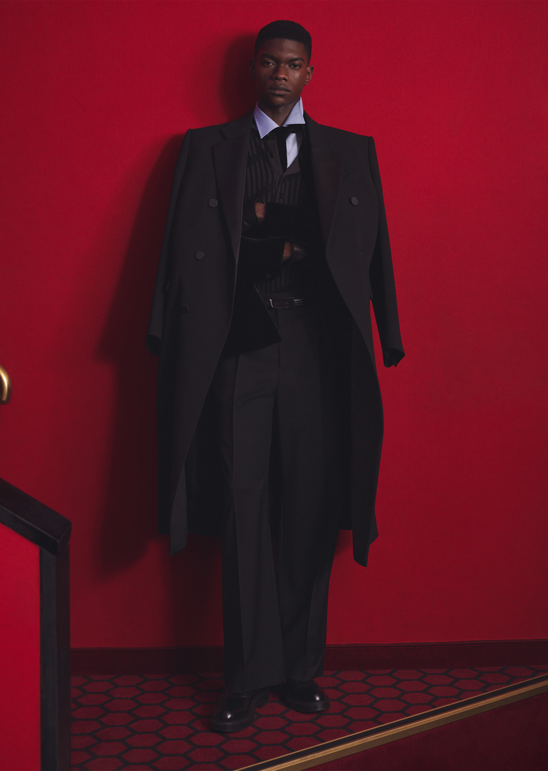 Emporio Armani 男士牛皮商务通勤休闲布洛克孟克鞋