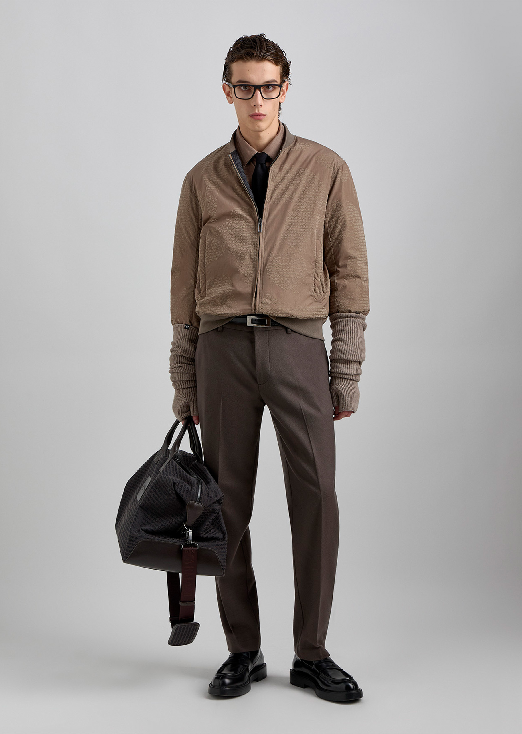 Emporio Armani 男士80白鸭绒棒球领短款通勤羽绒服外套