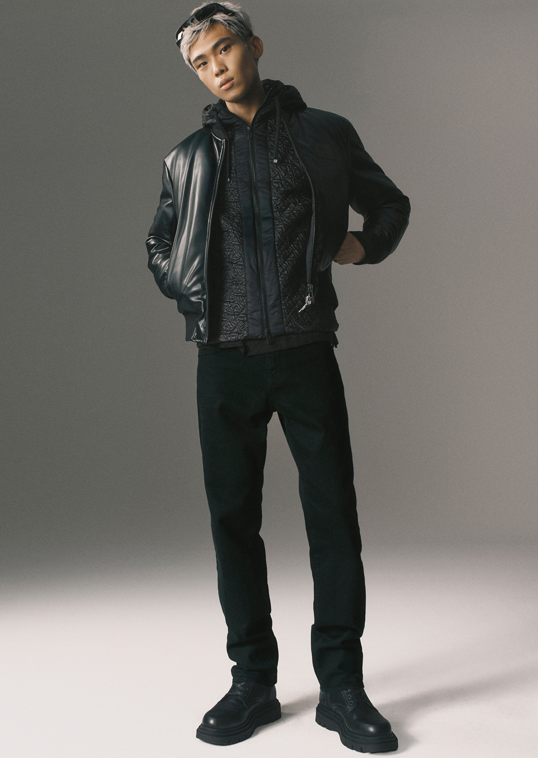 ARMANI EXCHANGE 男士纯棉短袖翻领字母提花Polo衫