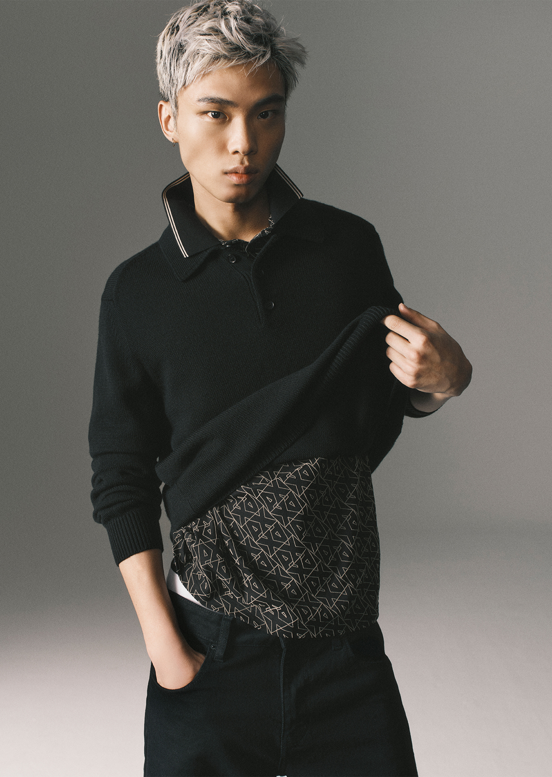 ARMANI EXCHANGE 男士纯棉短袖翻领植绒老花Polo衫