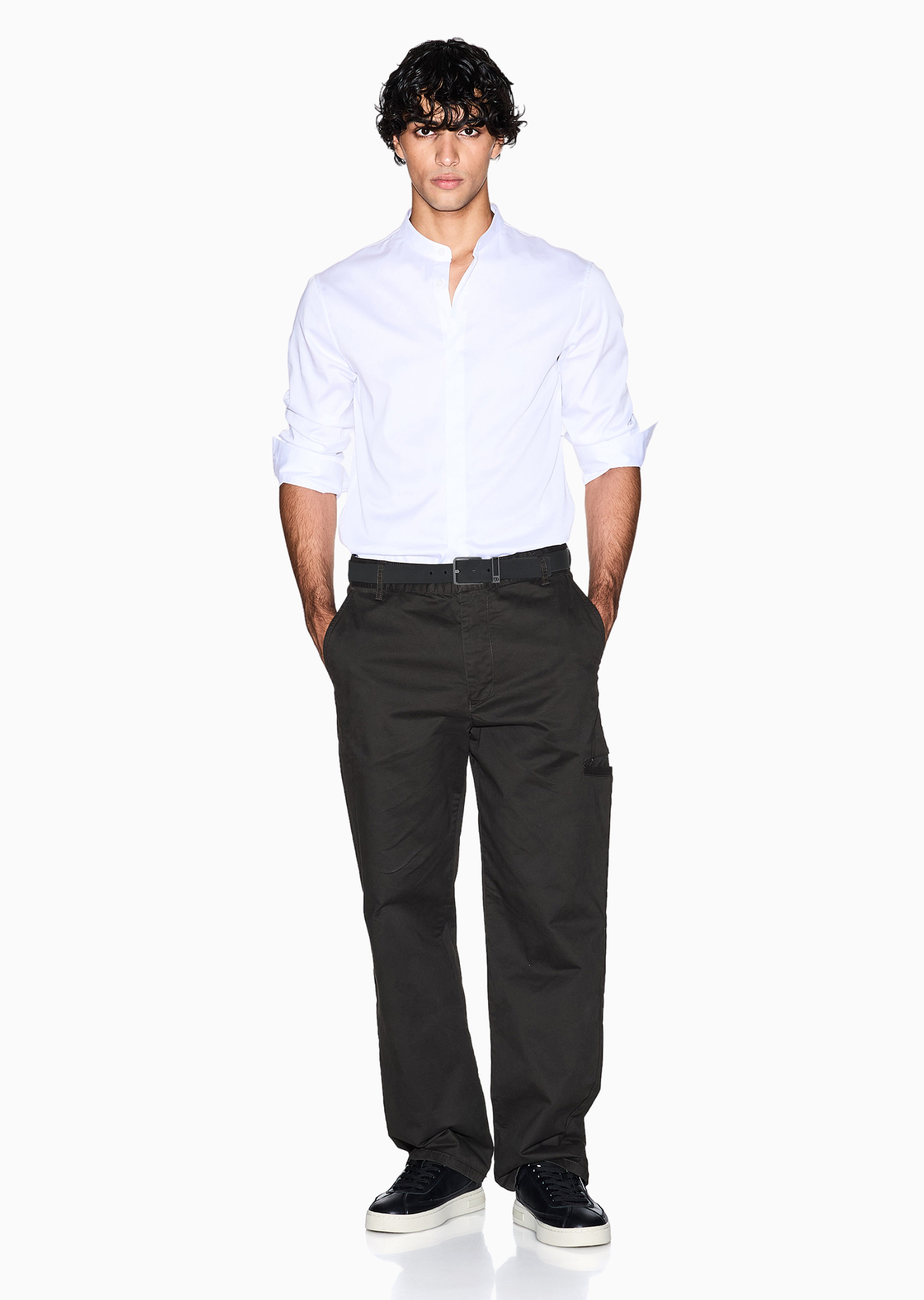 ARMANI EXCHANGE 男士复古老钱风通勤针扣腰带3.5CM礼物