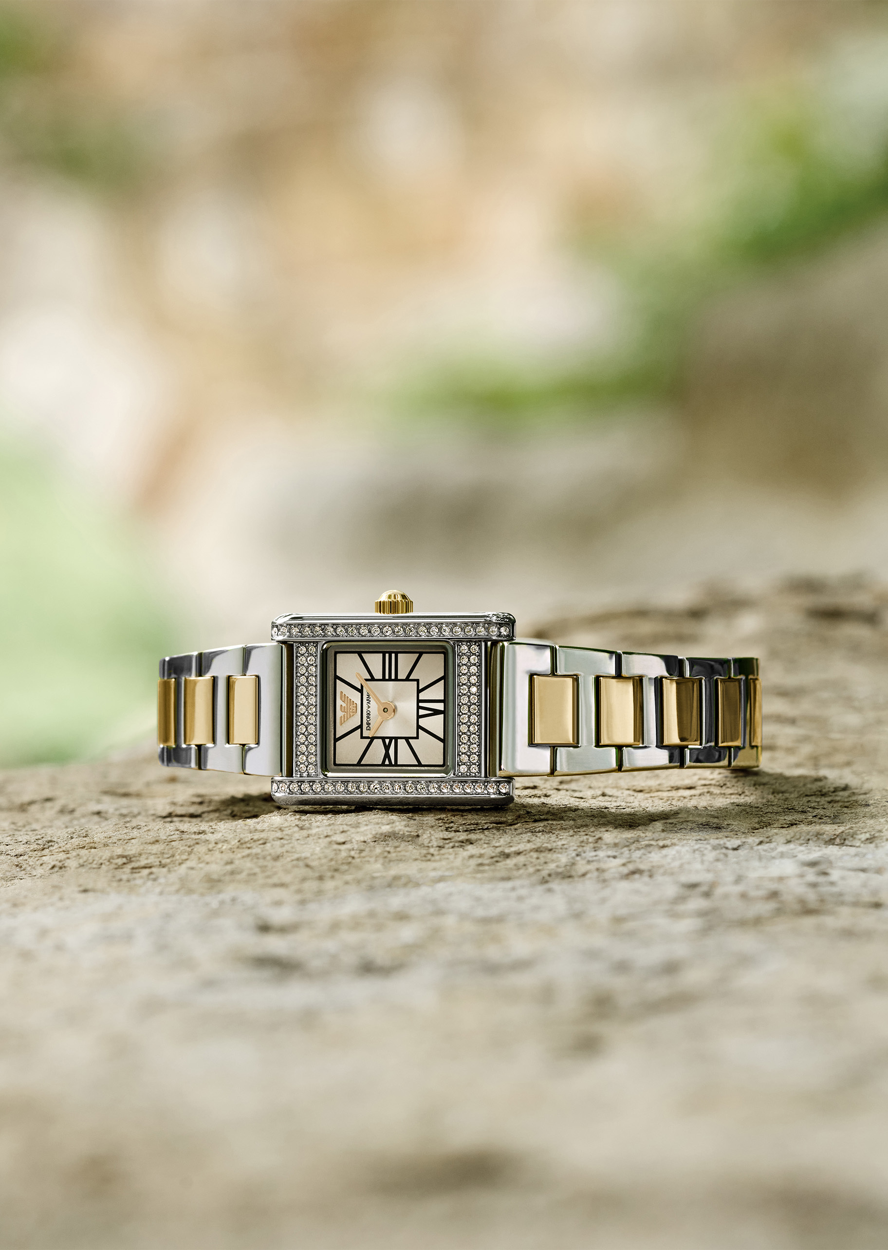 Emporio Armani 女士小方表复古轻奢石英手表腕表