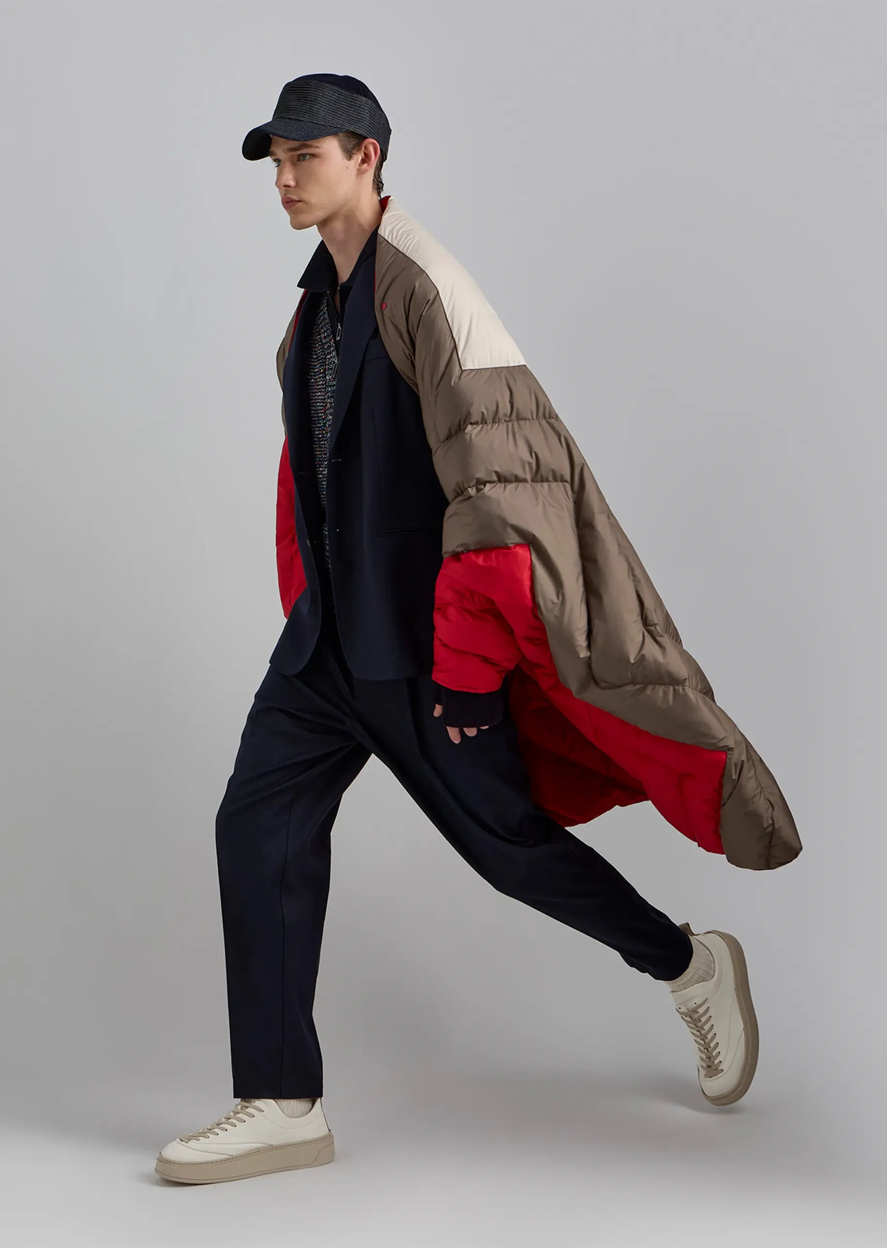 Emporio Armani 男士绵羊毛Polo领套头半拉链针织毛衣