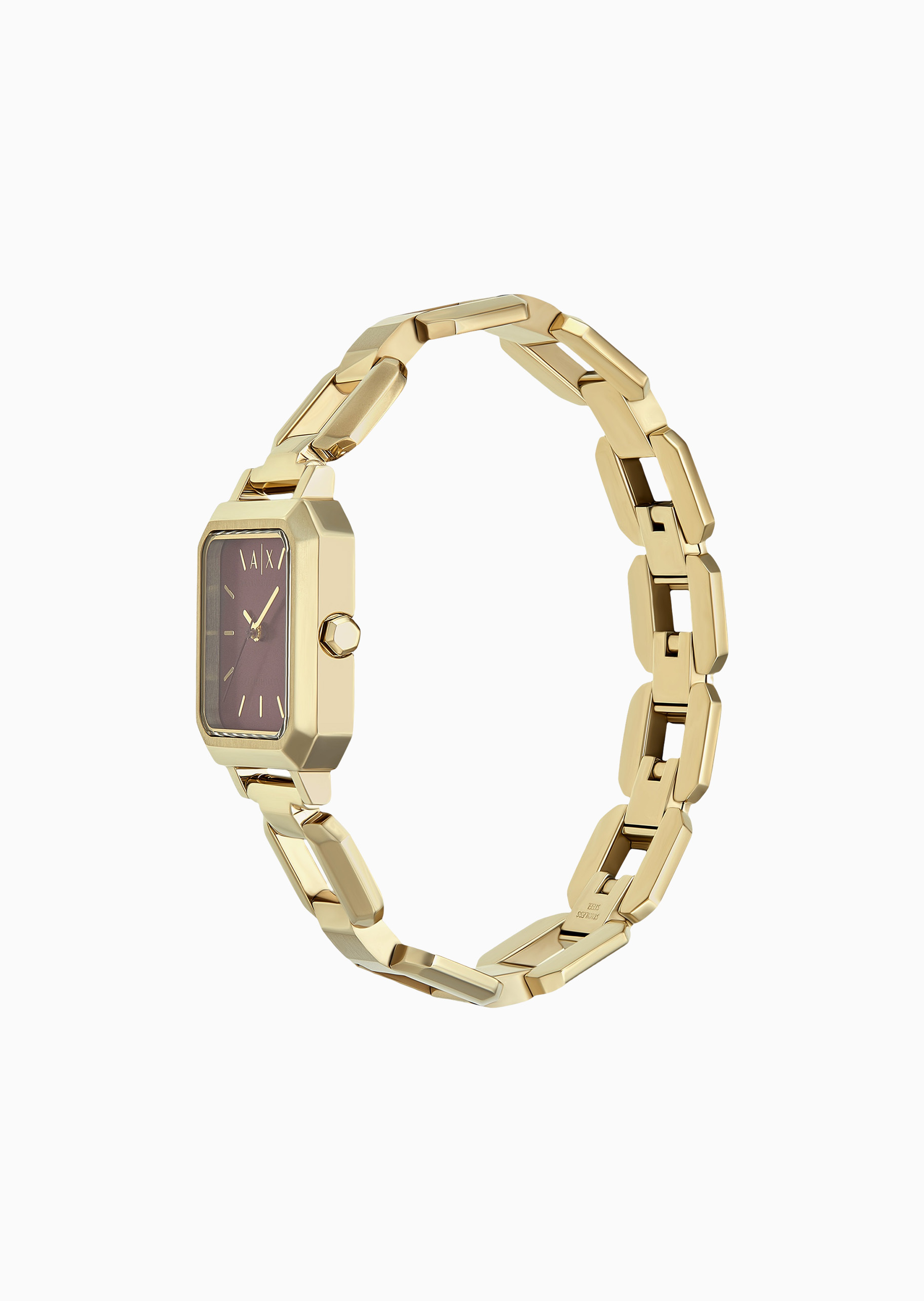 ARMANI EXCHANGE 女士镂空轻奢金色小方表石英手表腕表